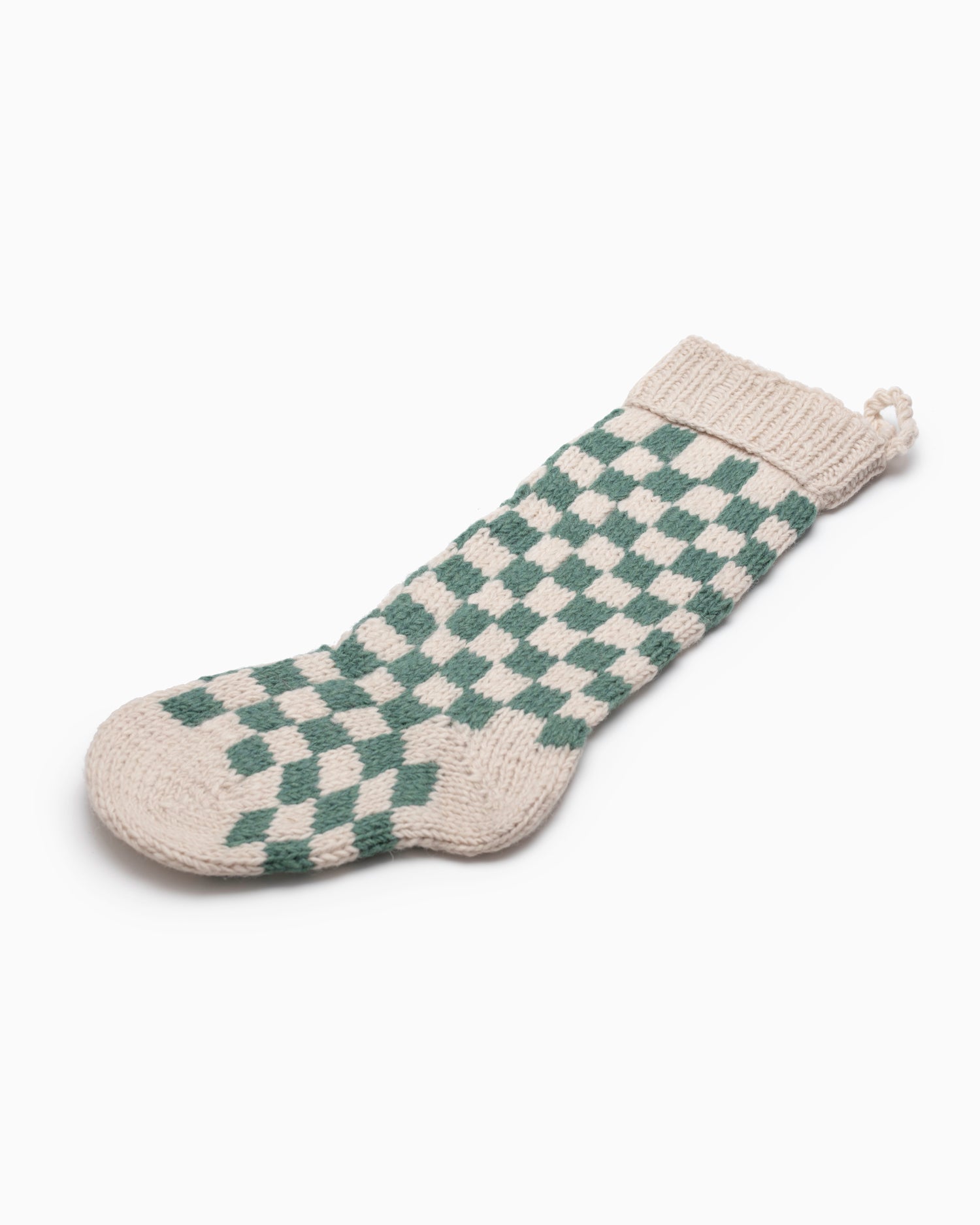 Checkerboard Stocking Green