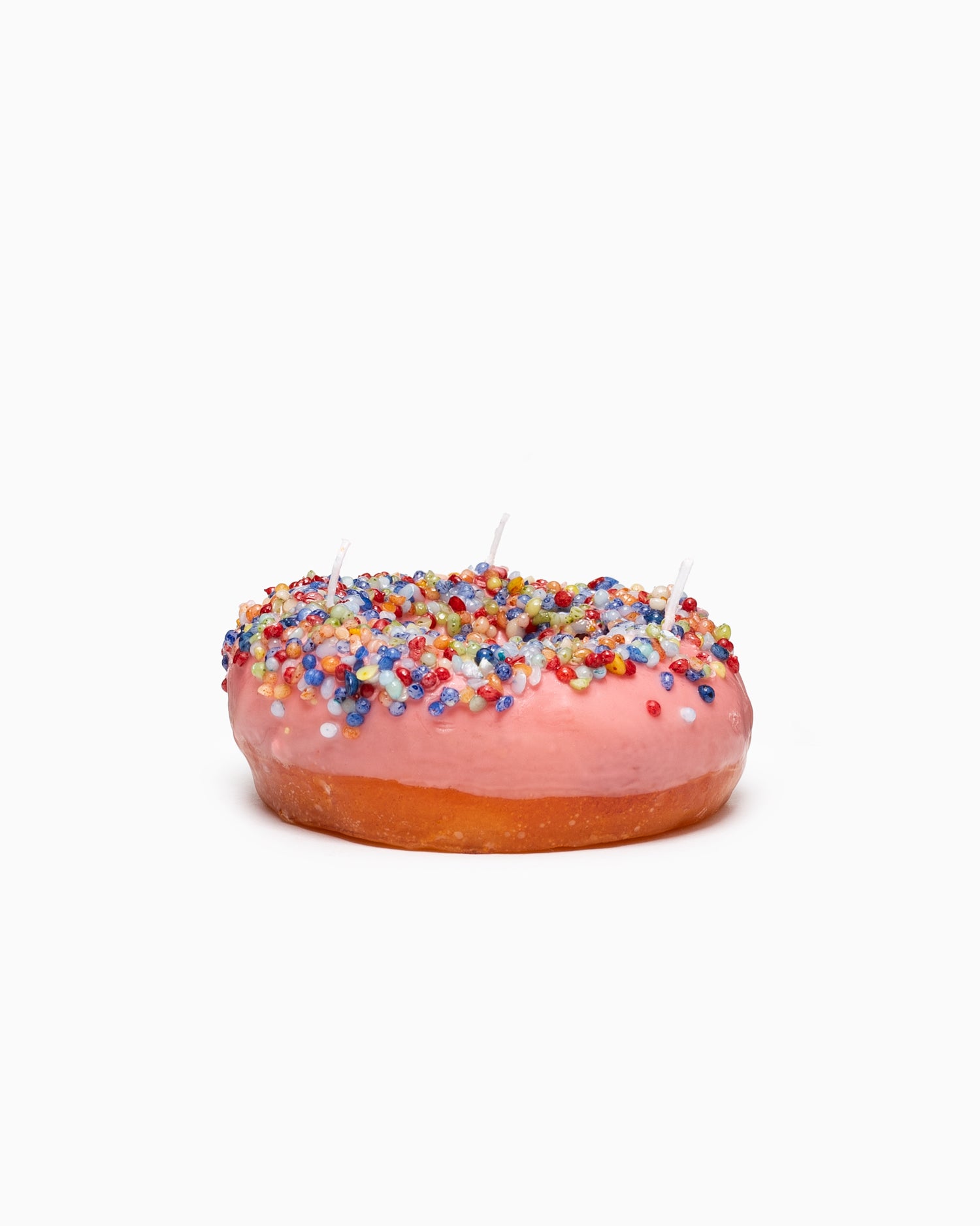 Donut Candle - Pink Glazed with Rainbow Sprinkles