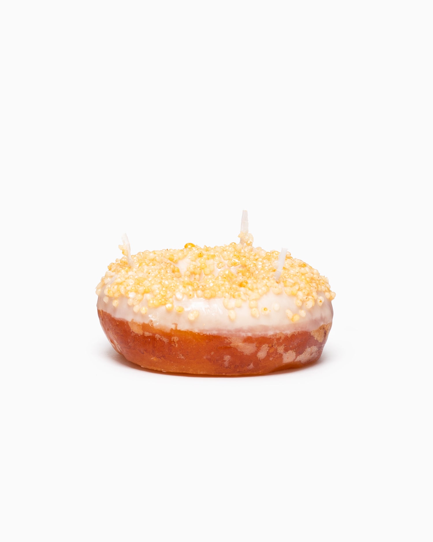 Donut Candle - Vanilla Glazed with Yellow Sprinkles