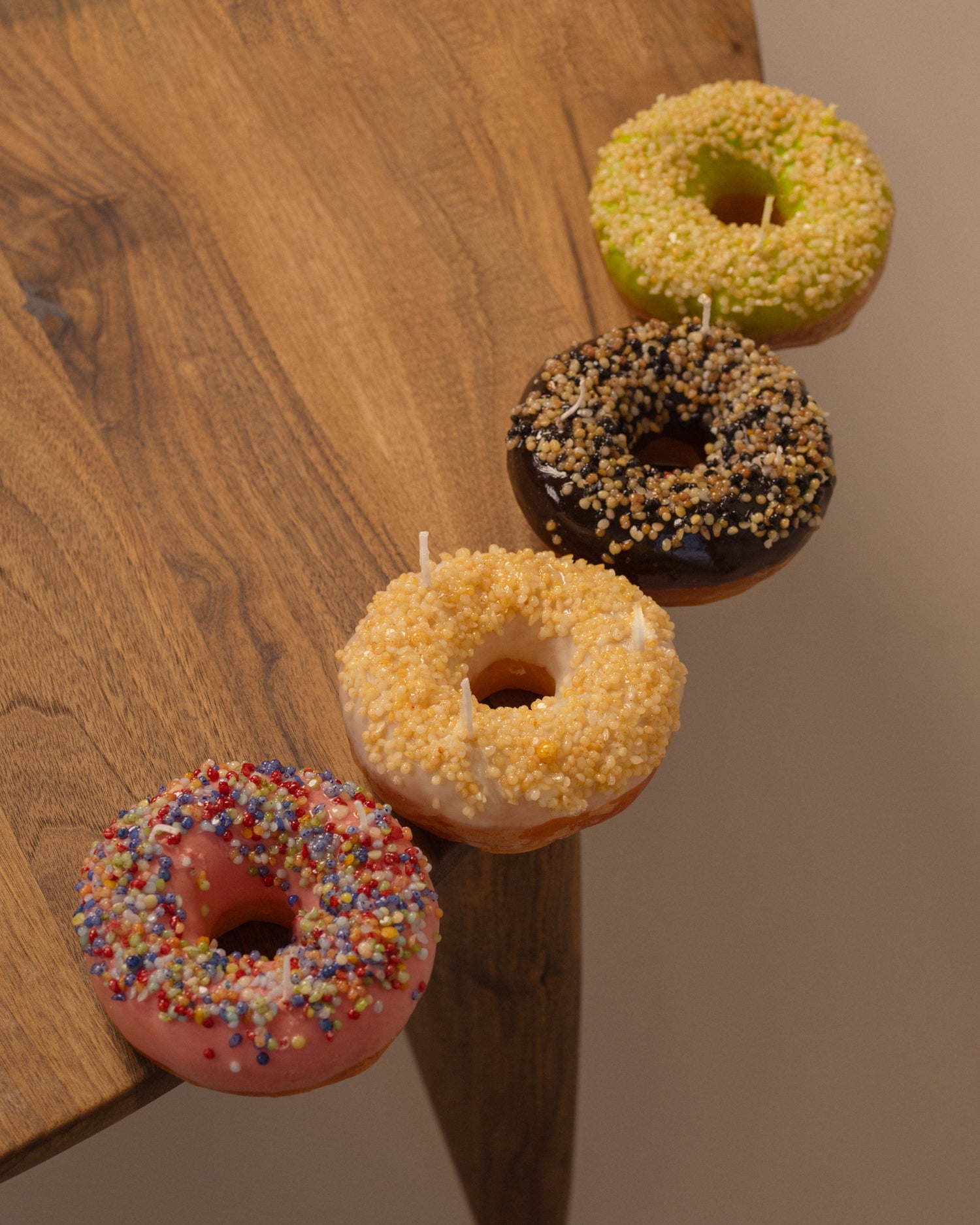 Donut Candle - Vanilla Glazed with Yellow Sprinkles