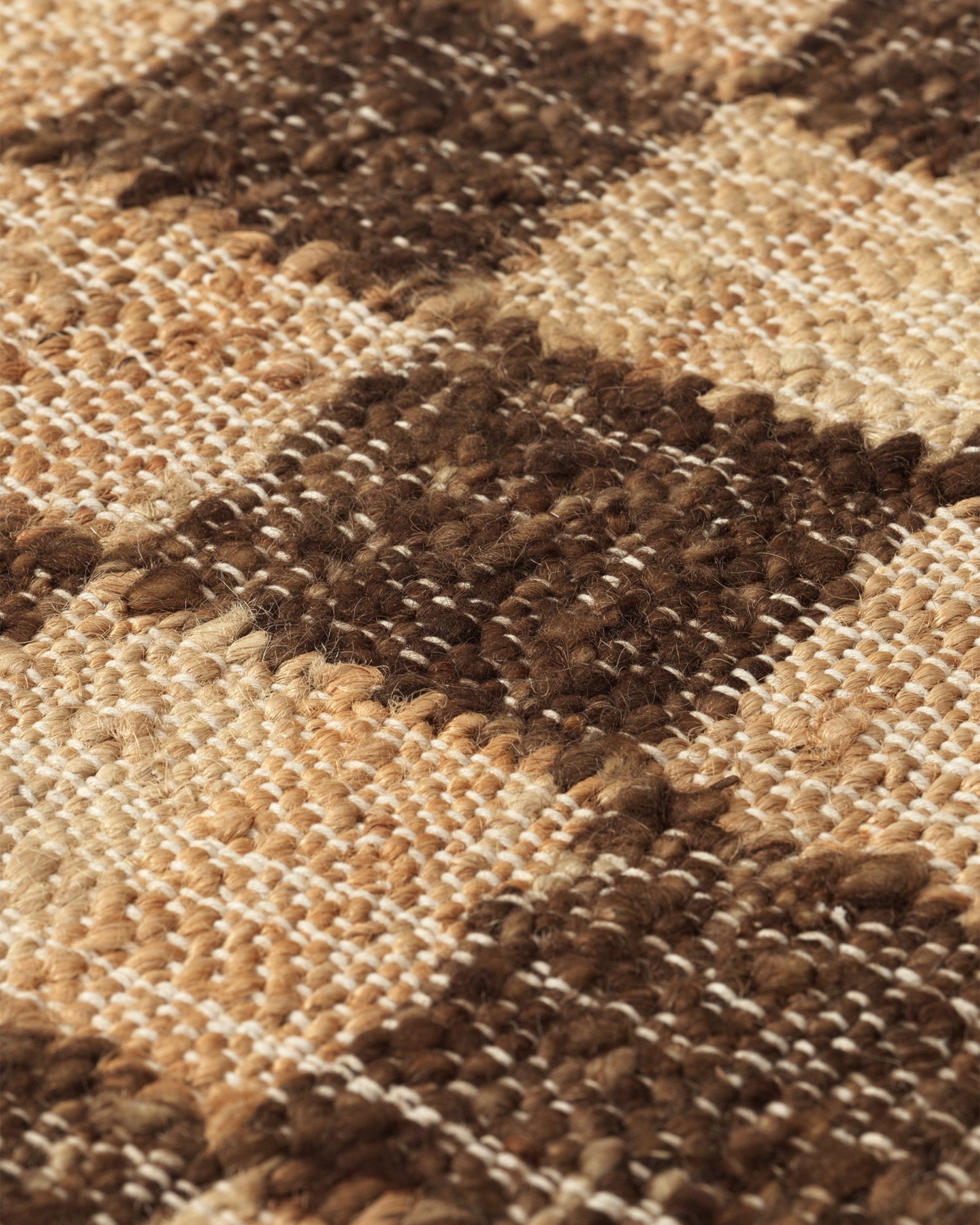 Check Wool Jute Rug - 140 x 200 - Coffee/Natural