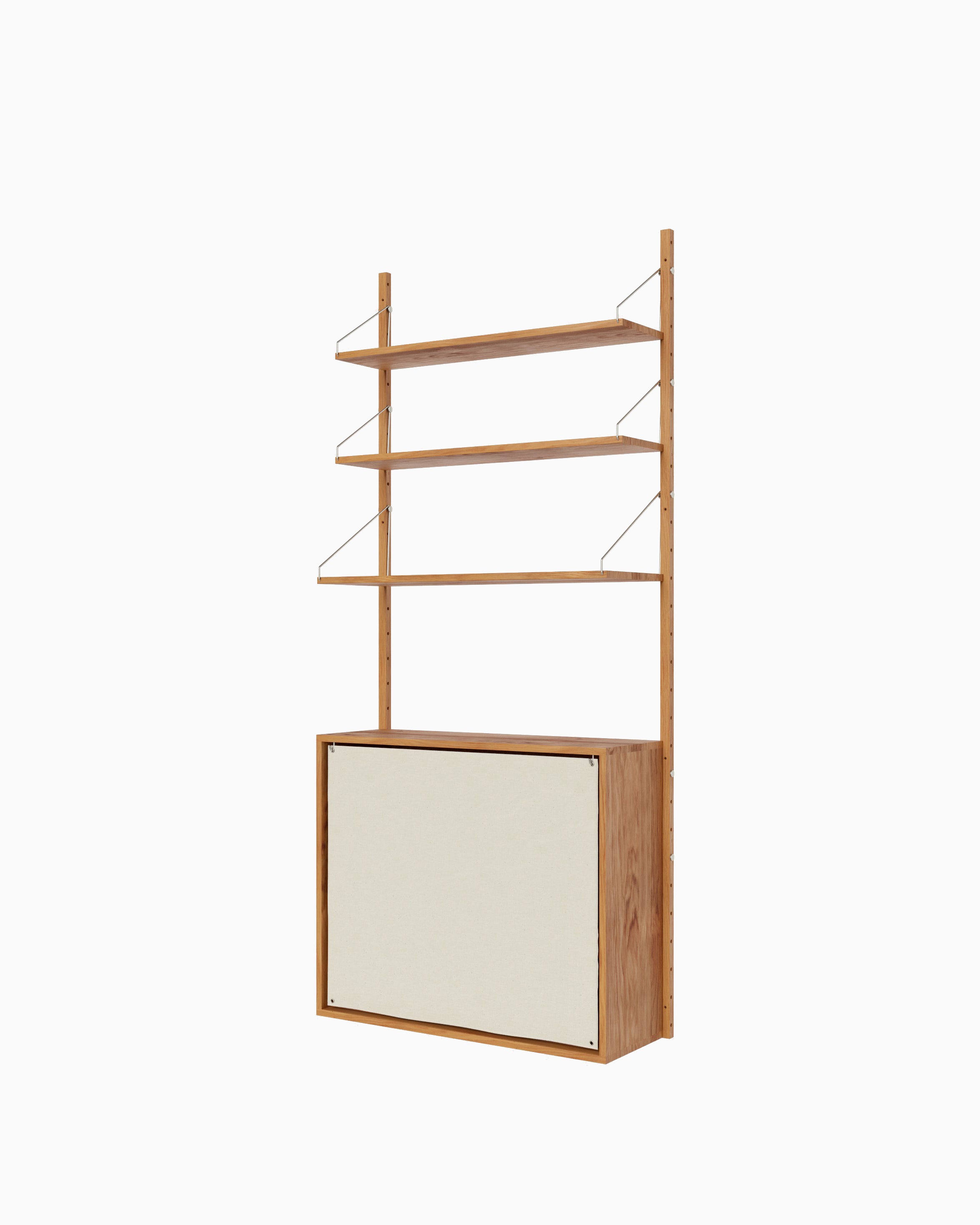 Shelf Library Canvas Cabinet Section - Natural Oak H185xW80