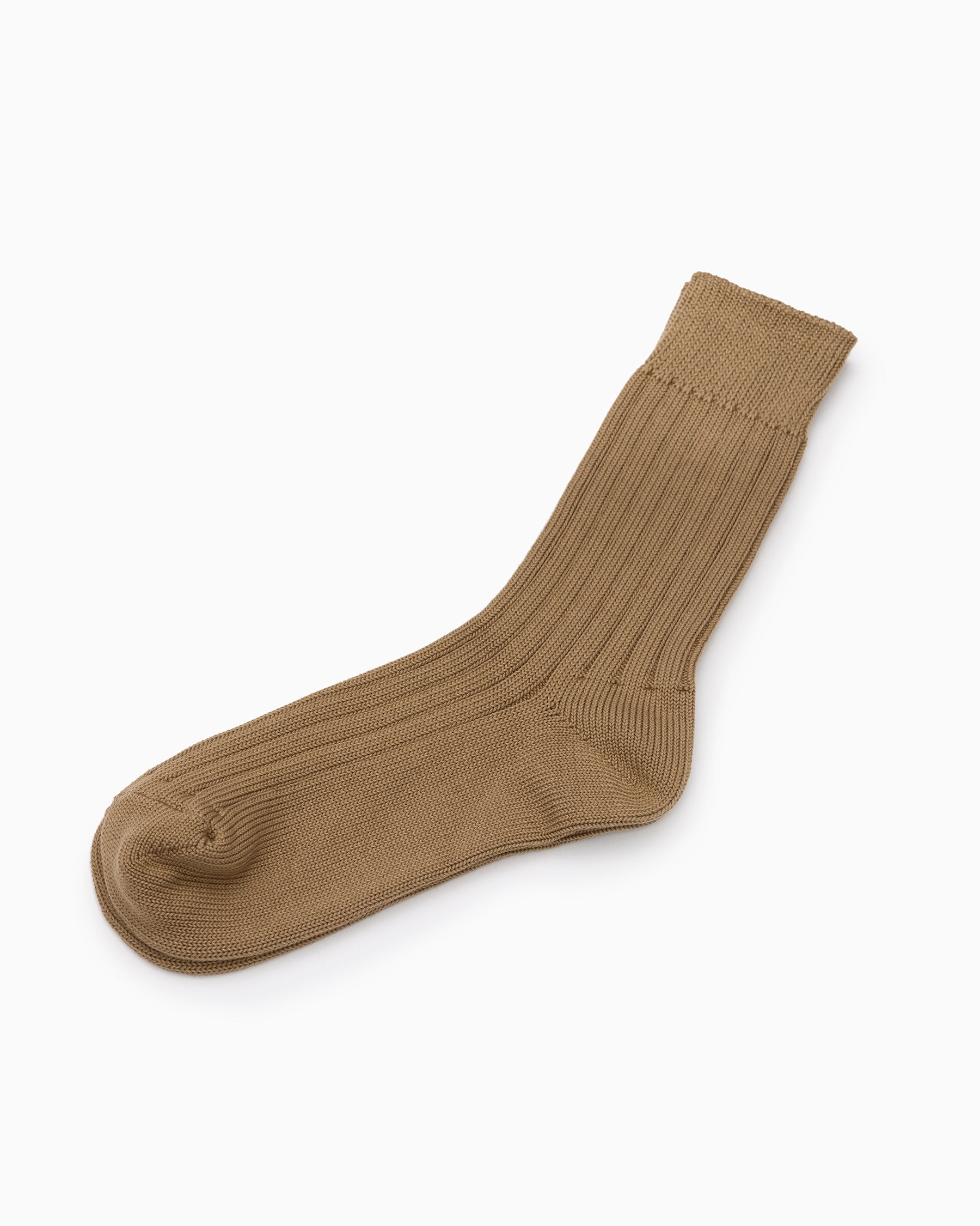 Egyptian Cotton Ribbed Socks - Café au Lait