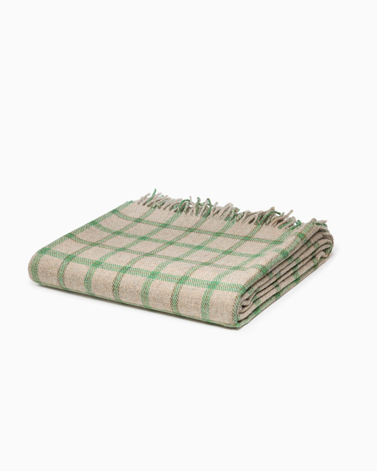 OFS. Merino Wool Throw - Shale Green Plaid