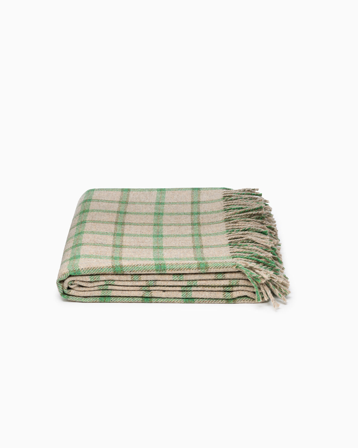 OFS. Merino Wool Throw - Shale Green Plaid