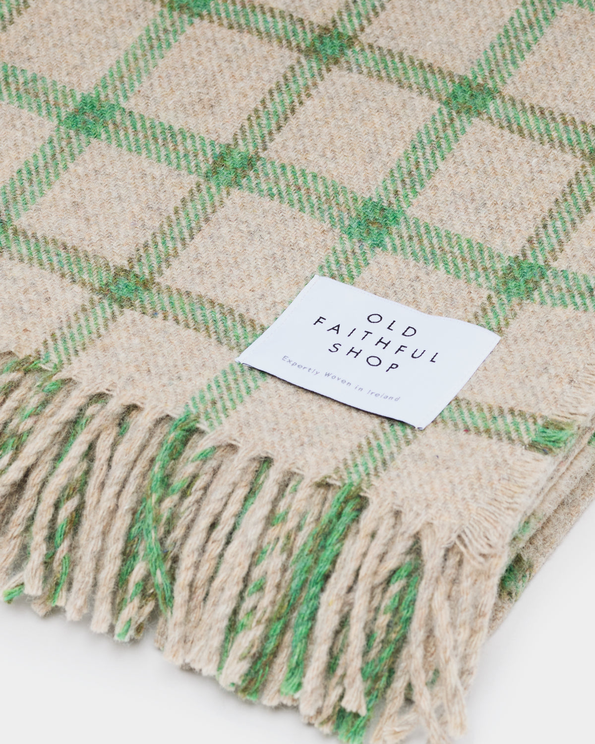 OFS. Merino Wool Throw - Shale Green Plaid
