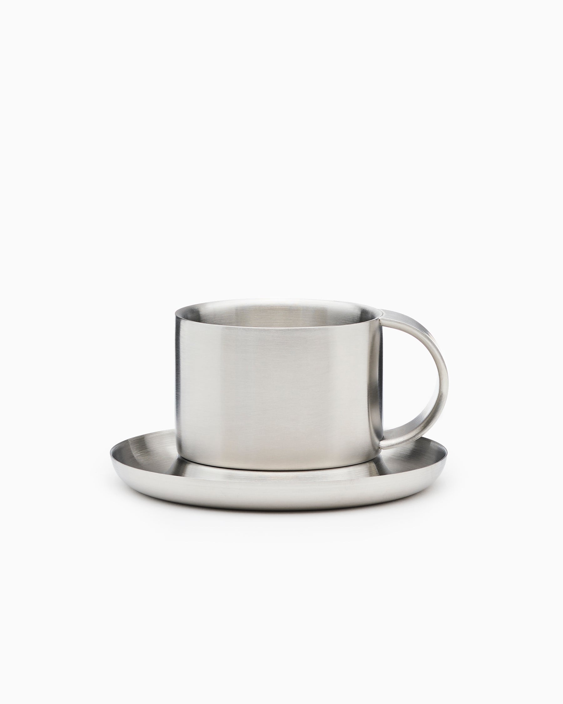 The Arlo 03 - Brushed Stainless Steel Cup & Saucer - Service Projects