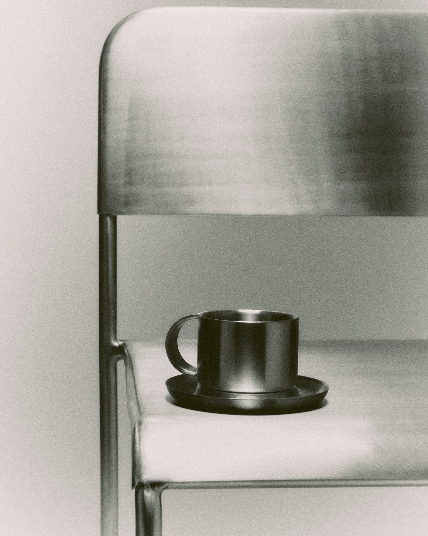 The Arlo 03 - Brushed Stainless Steel Cup & Saucer - Service Projects