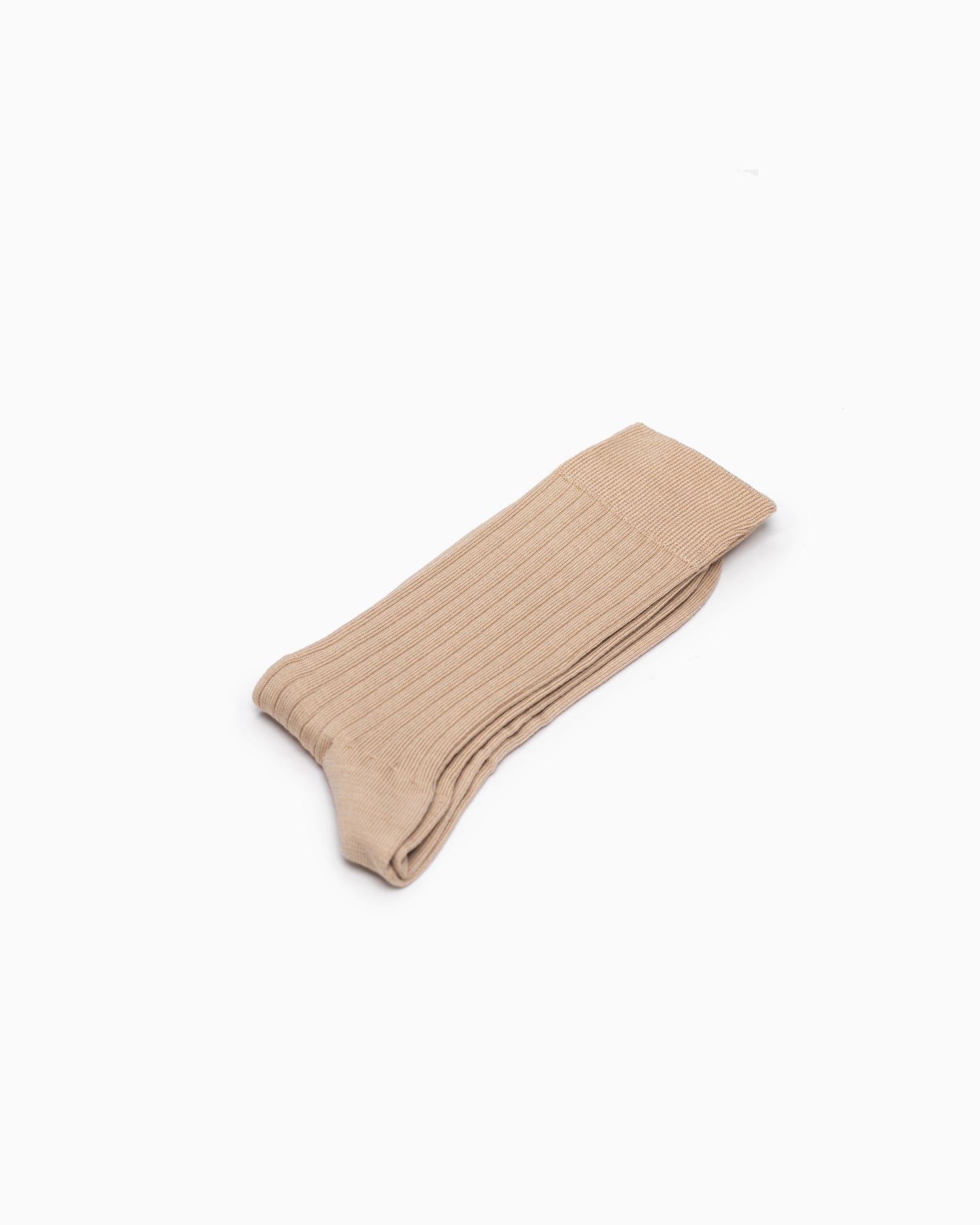 Silk Cotton Ribbed Socks - Beige