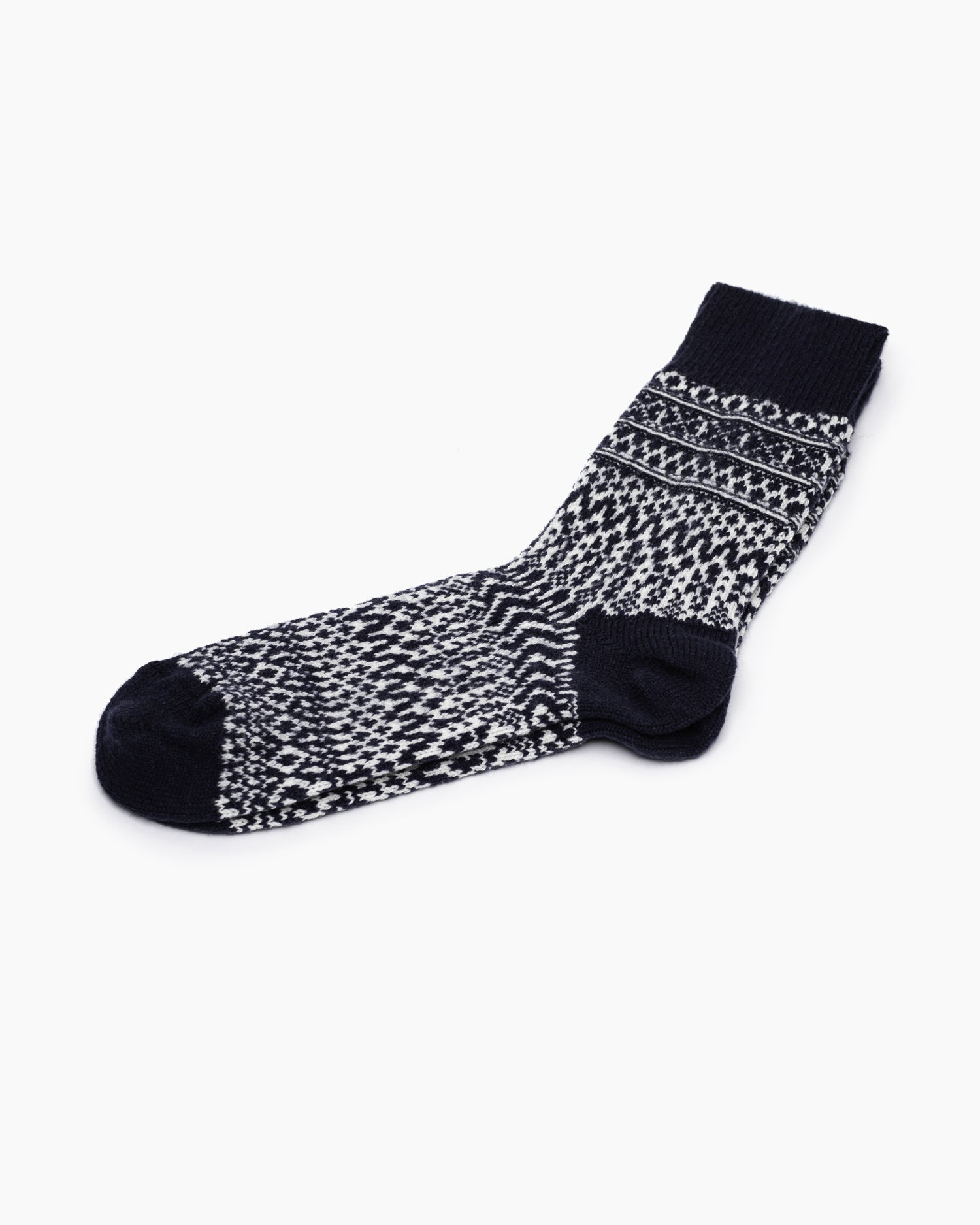 Wool Jacquard Socks - Berlin Blue