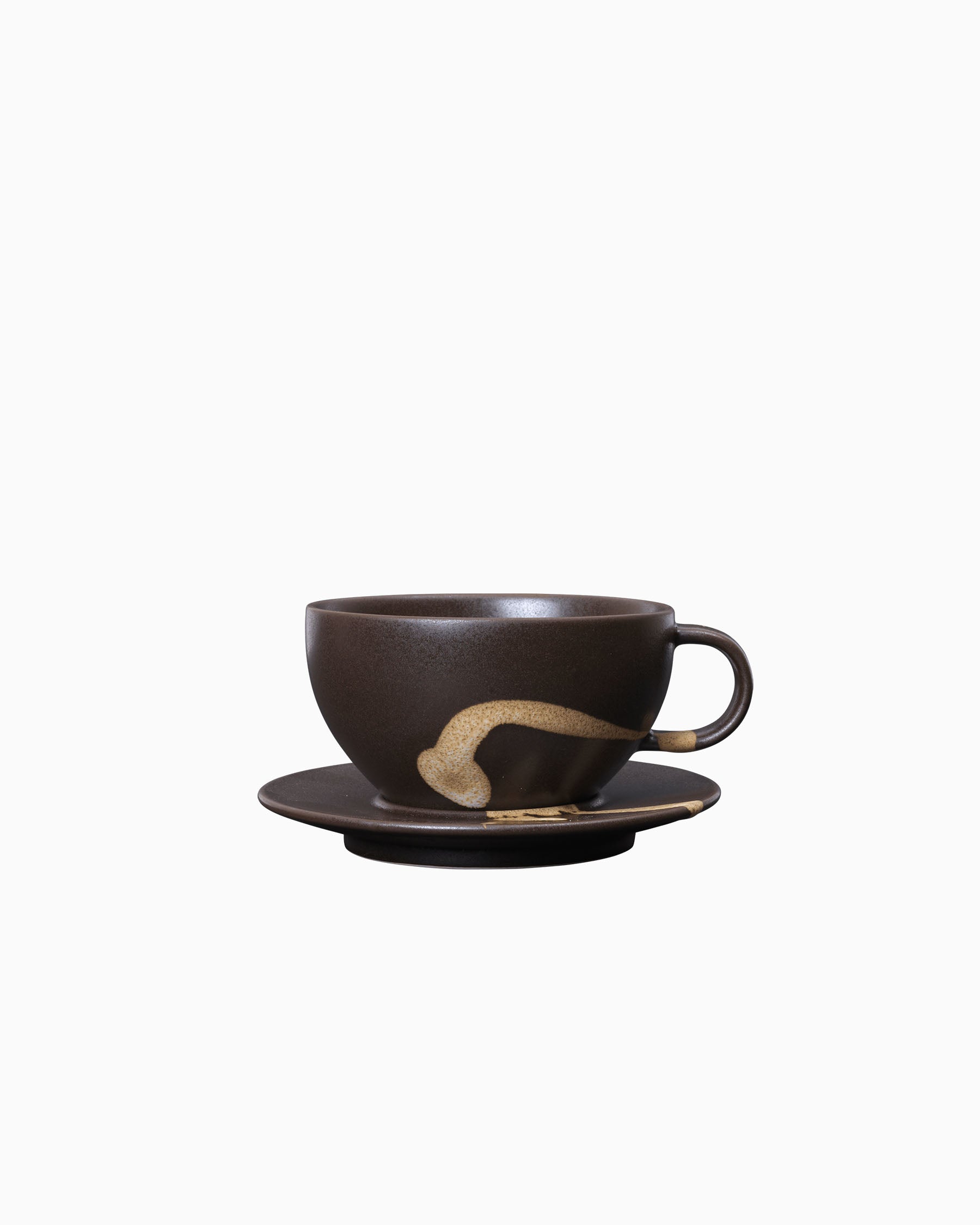 Koyo Cup with Saucer - Dark Brown/Buff