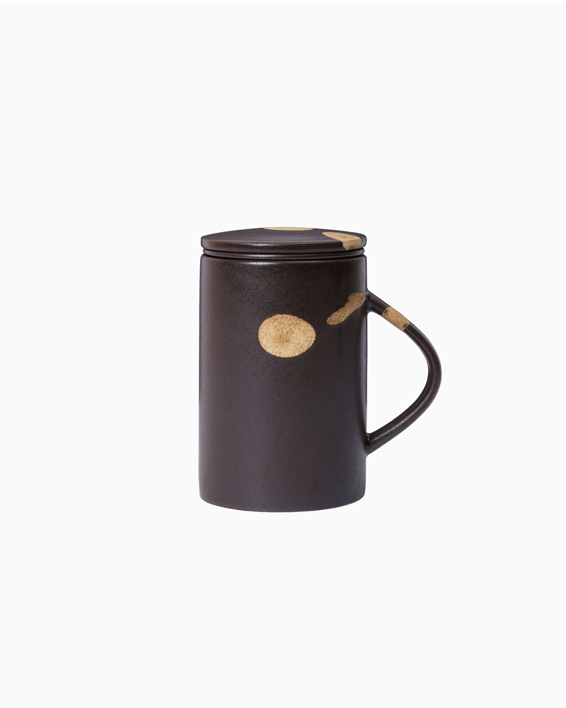Koyo Tea Mug with Infuser Set - Dark Brown/Buff