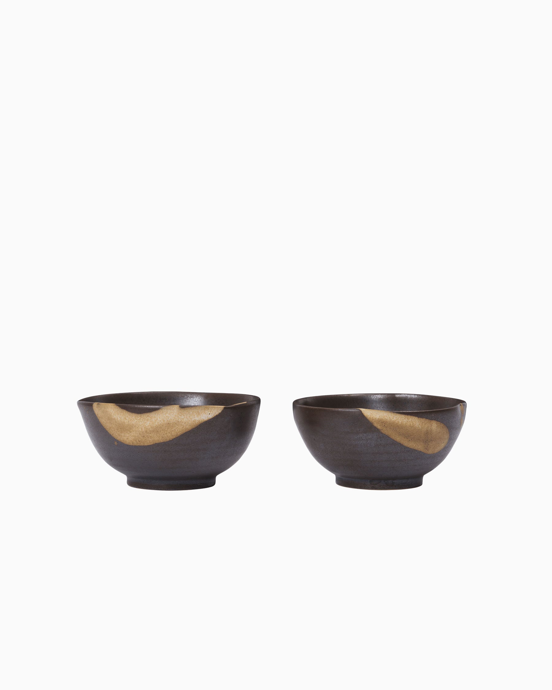 Small Koyo Bowls - Set of 2 - Dark Brown/Buff