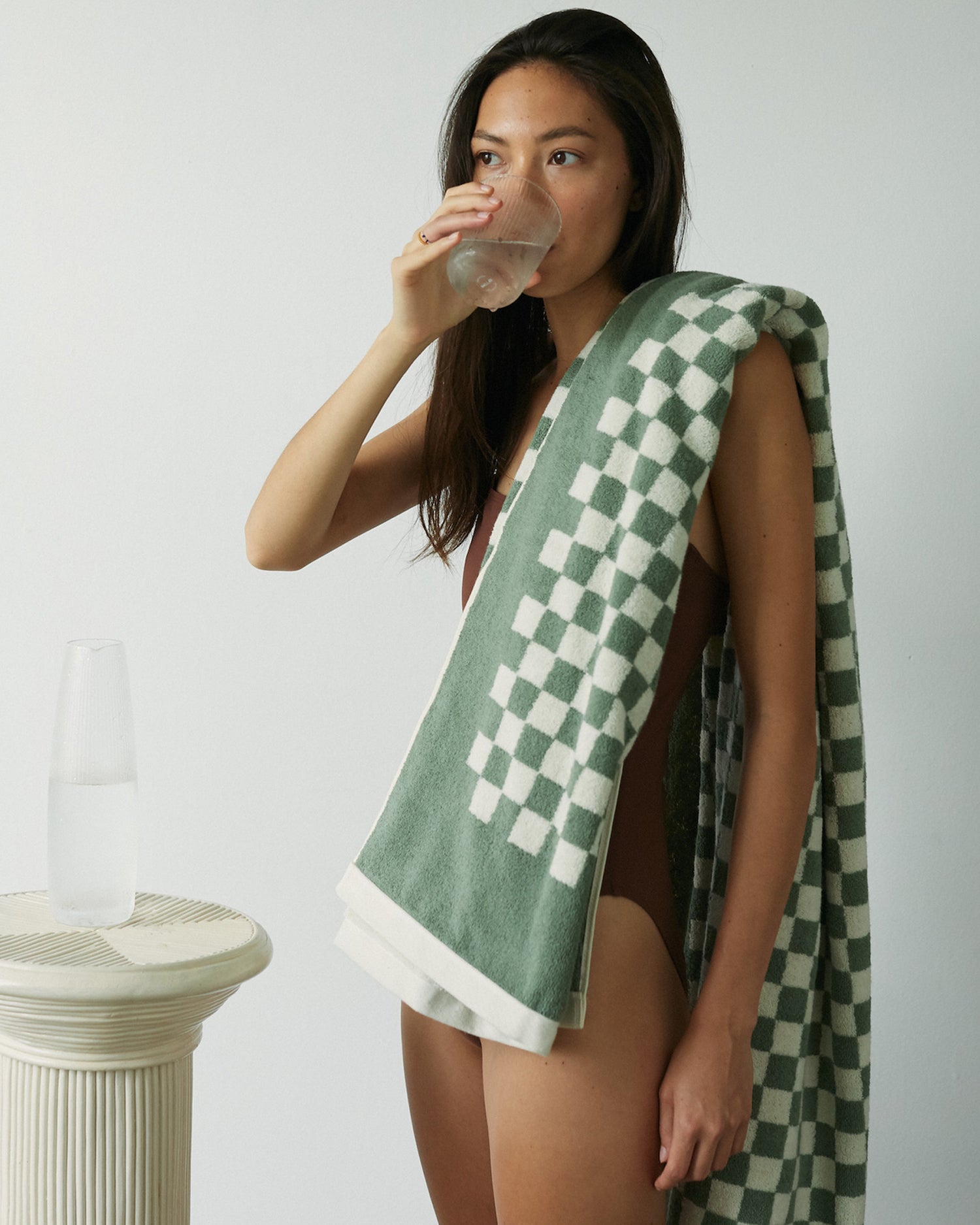 Roman Pool Towel - Sage/Chalk