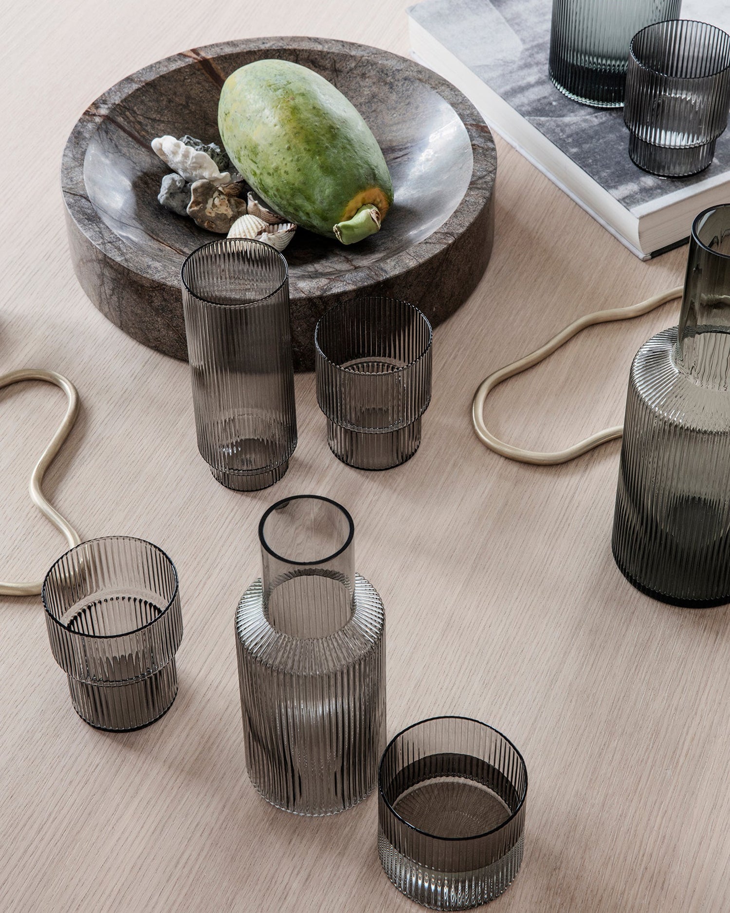 Ripple Carafe Set Small - Smoked