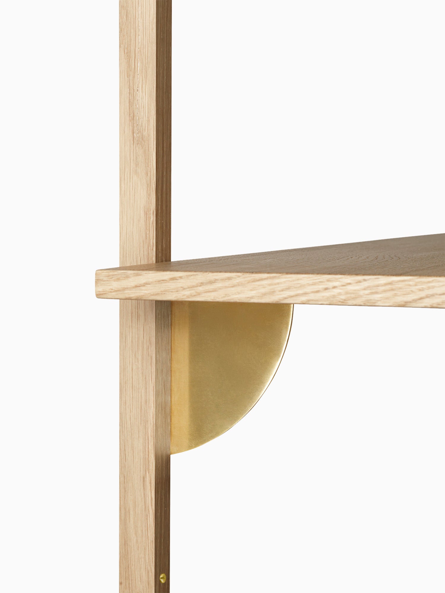 Sector Shelf Triple Narrow - Oak/Brass