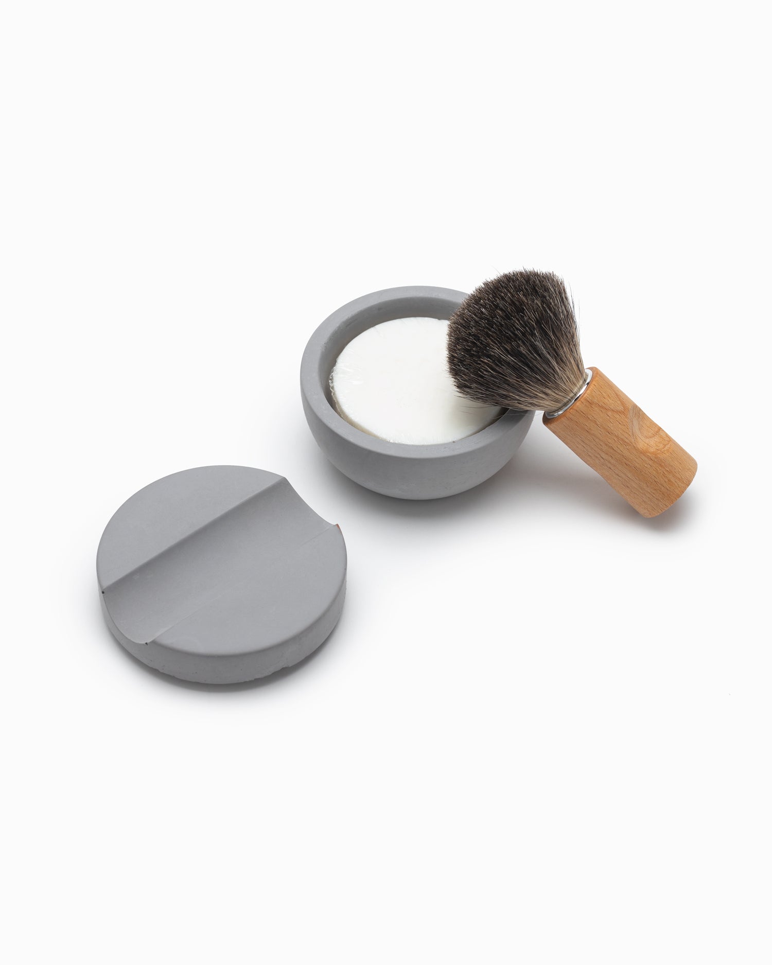 Concrete Shaving Bowl w/Soap & Brush - Iris Hantverk