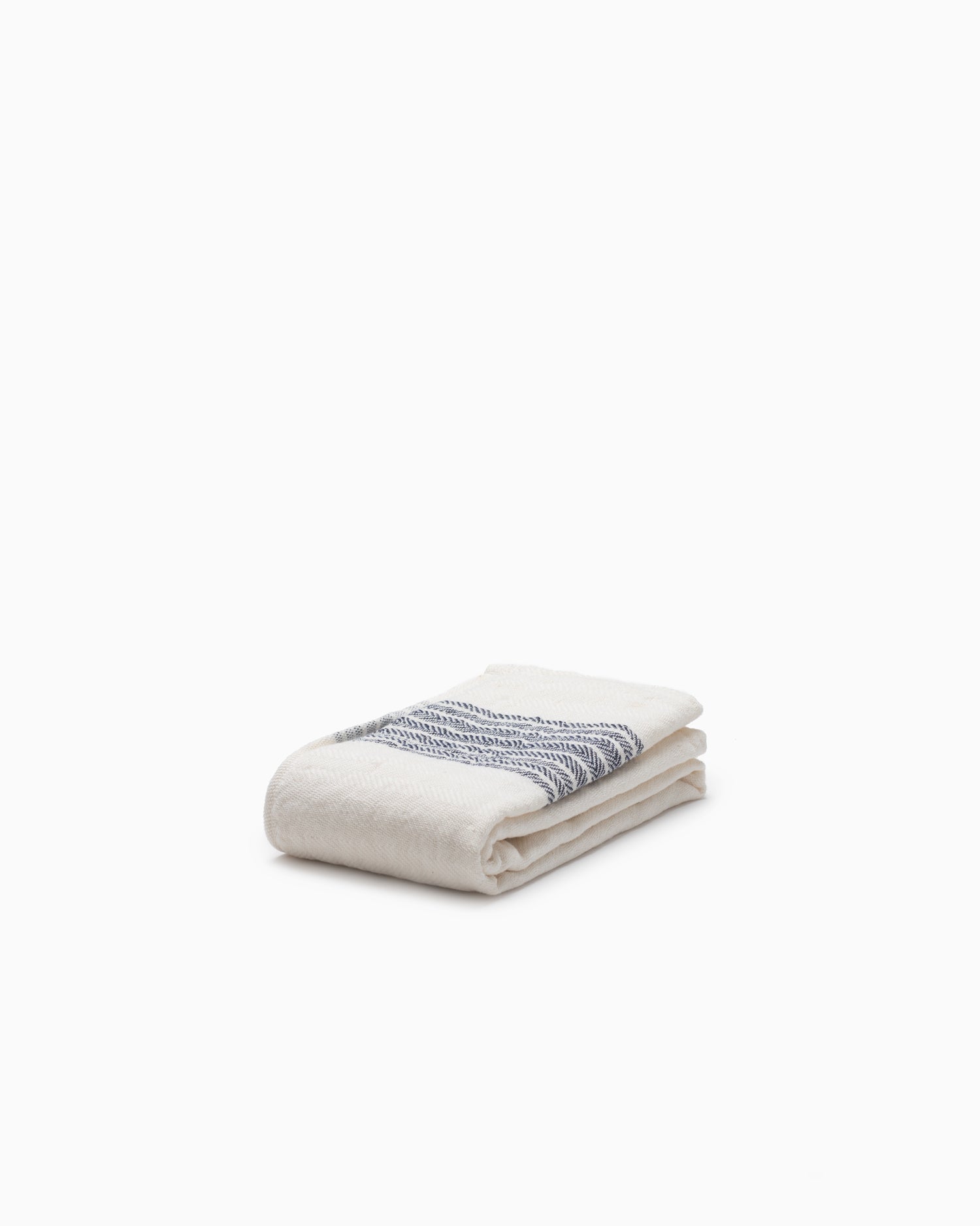 Flax Line Organic Hand Towel - Navy/Ivory