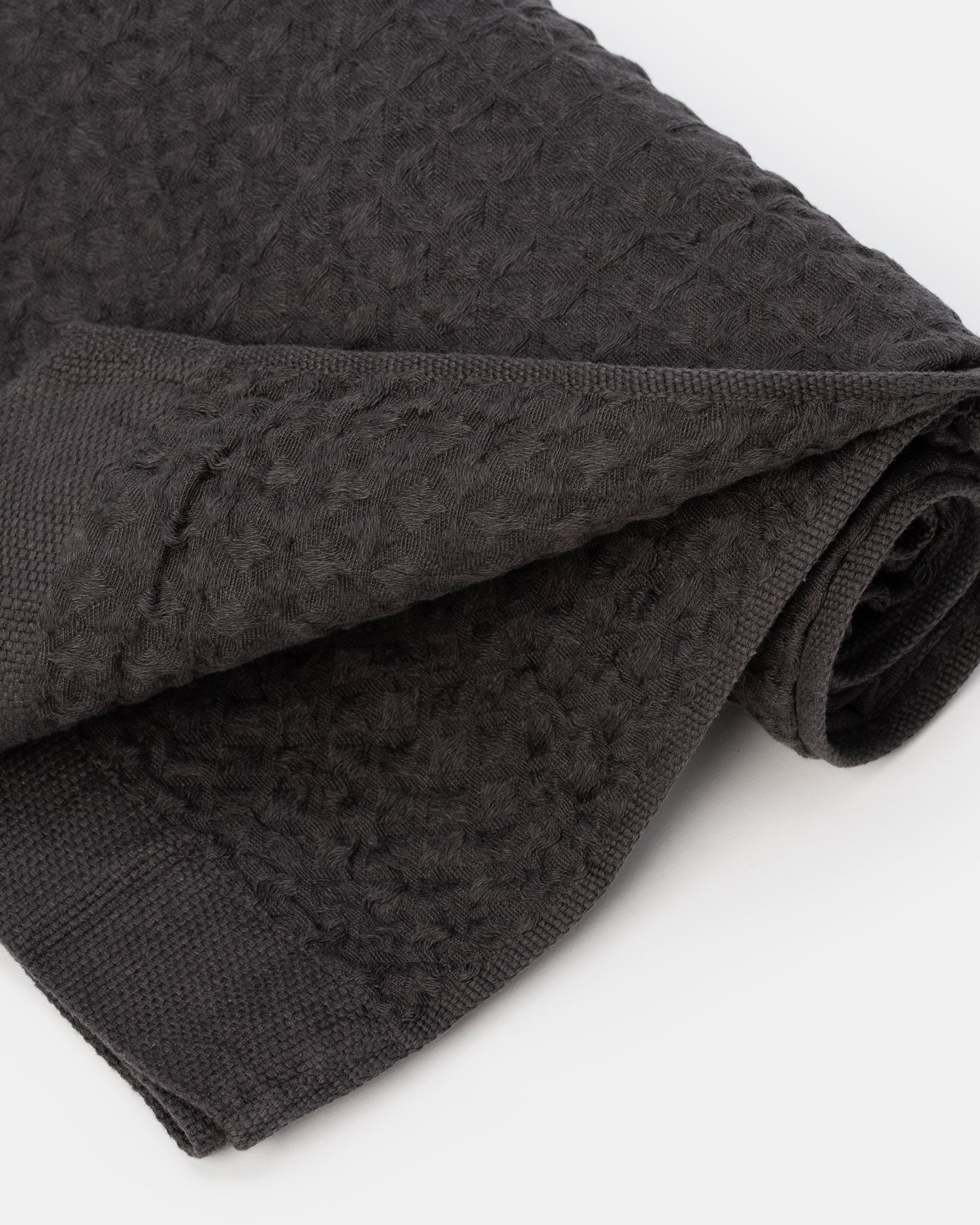 Lattice Linen Compact Bath Towel - Charcoal