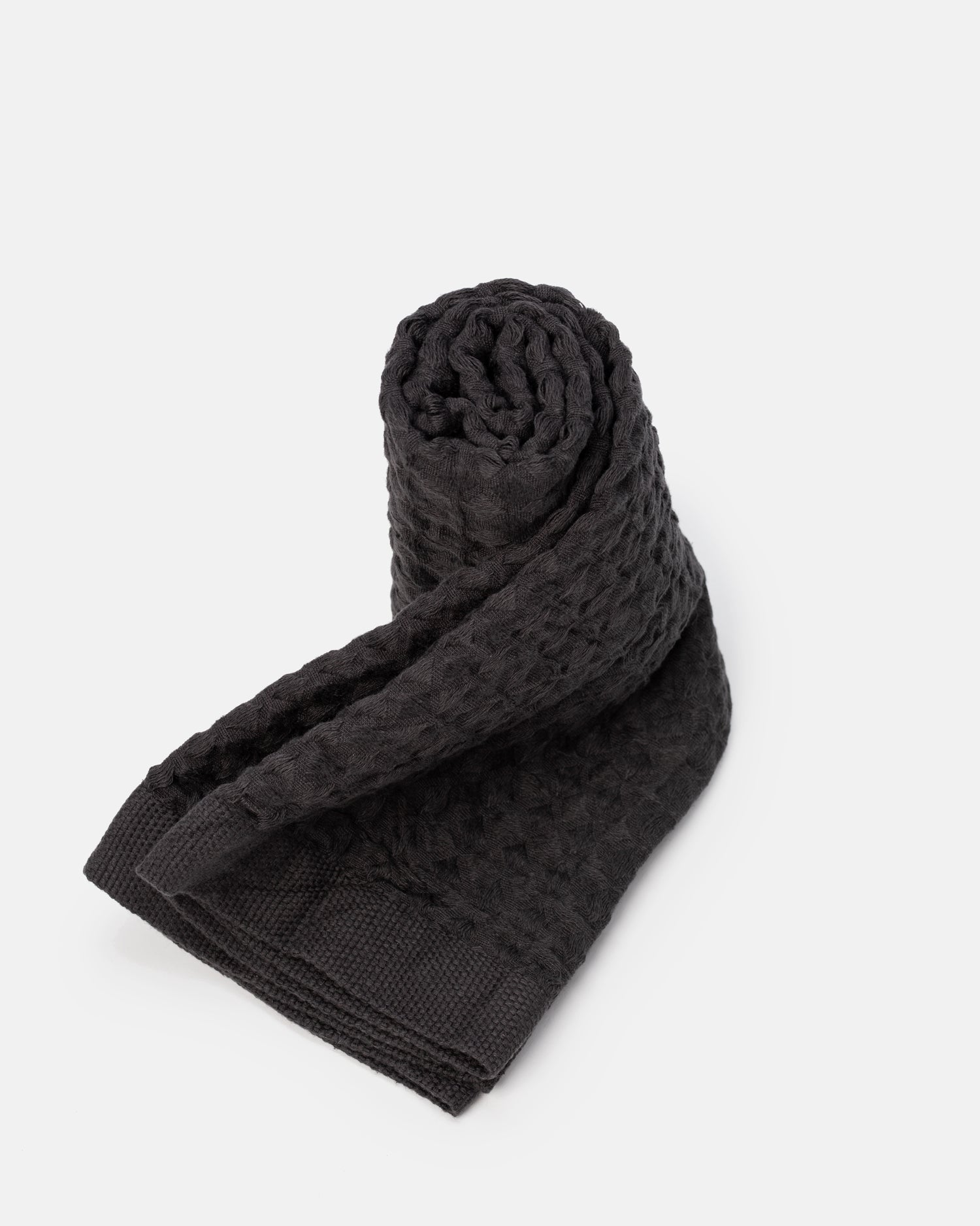 Lattice Linen Hand Towel - Charcoal