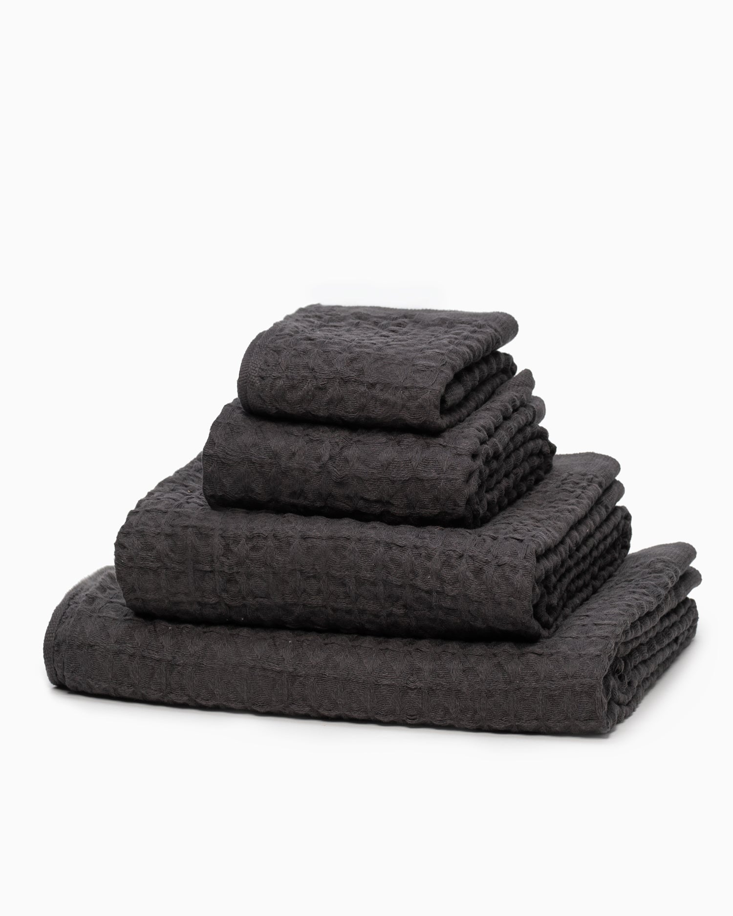 Lattice Linen Washcloth - Charcoal