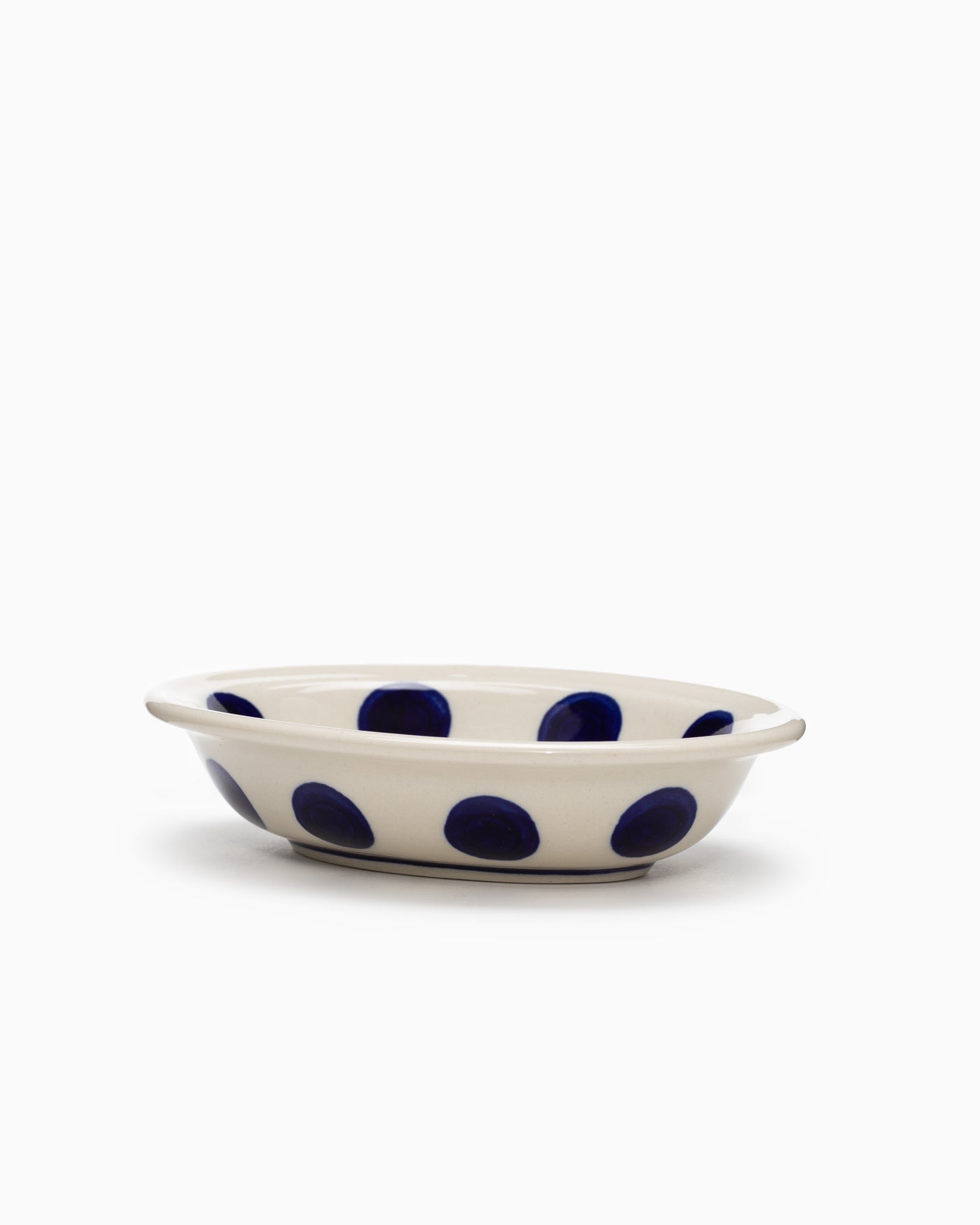 Indigo Dotted Round Ceramic Soap Dish