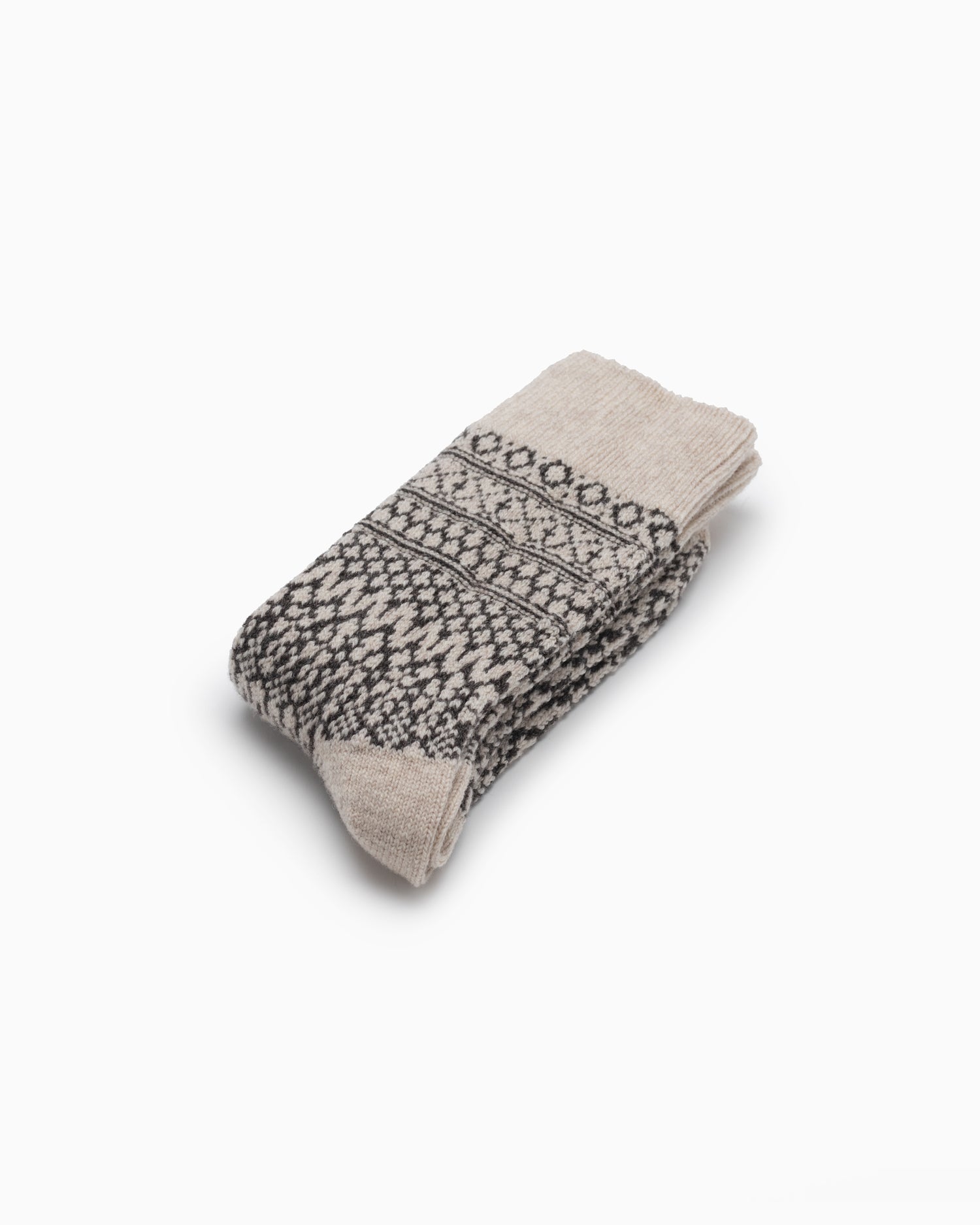 Wool Jacquard Socks - Oatmeal