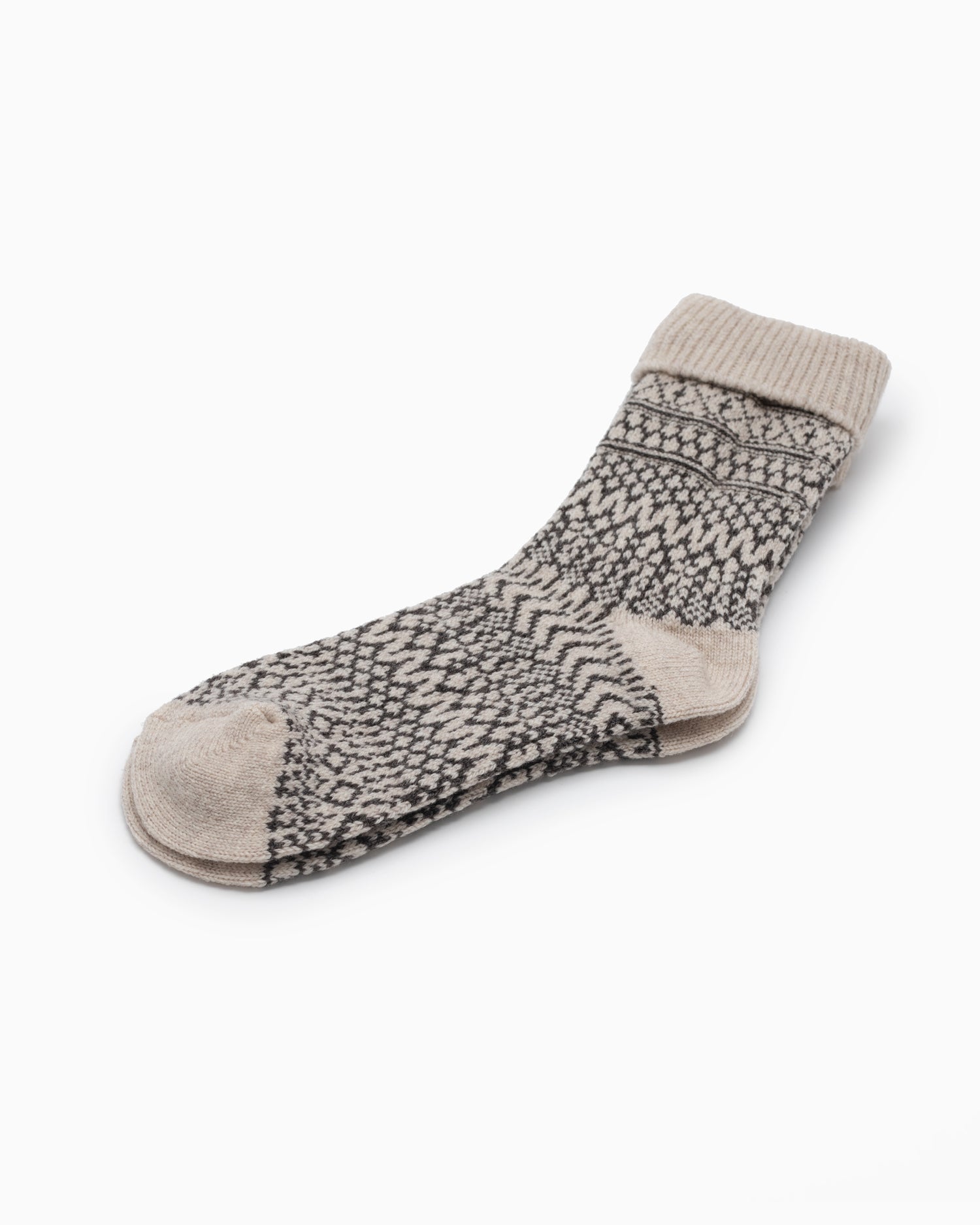 Wool Jacquard Socks - Oatmeal