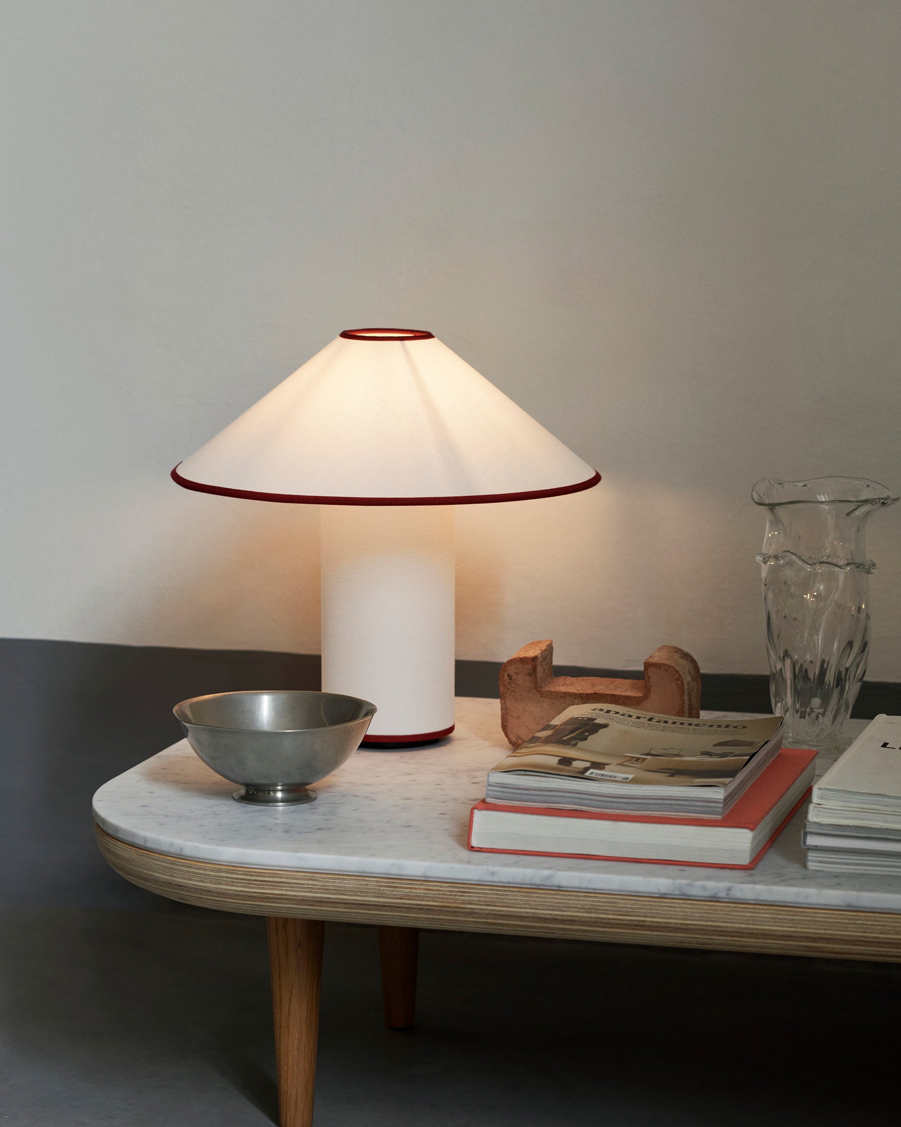Colette Table Lamp - White & Merlot