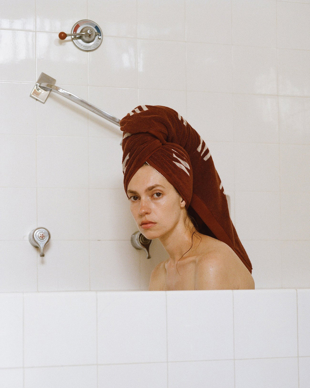 Claremont Bath Towel - Mudbrick & Crème