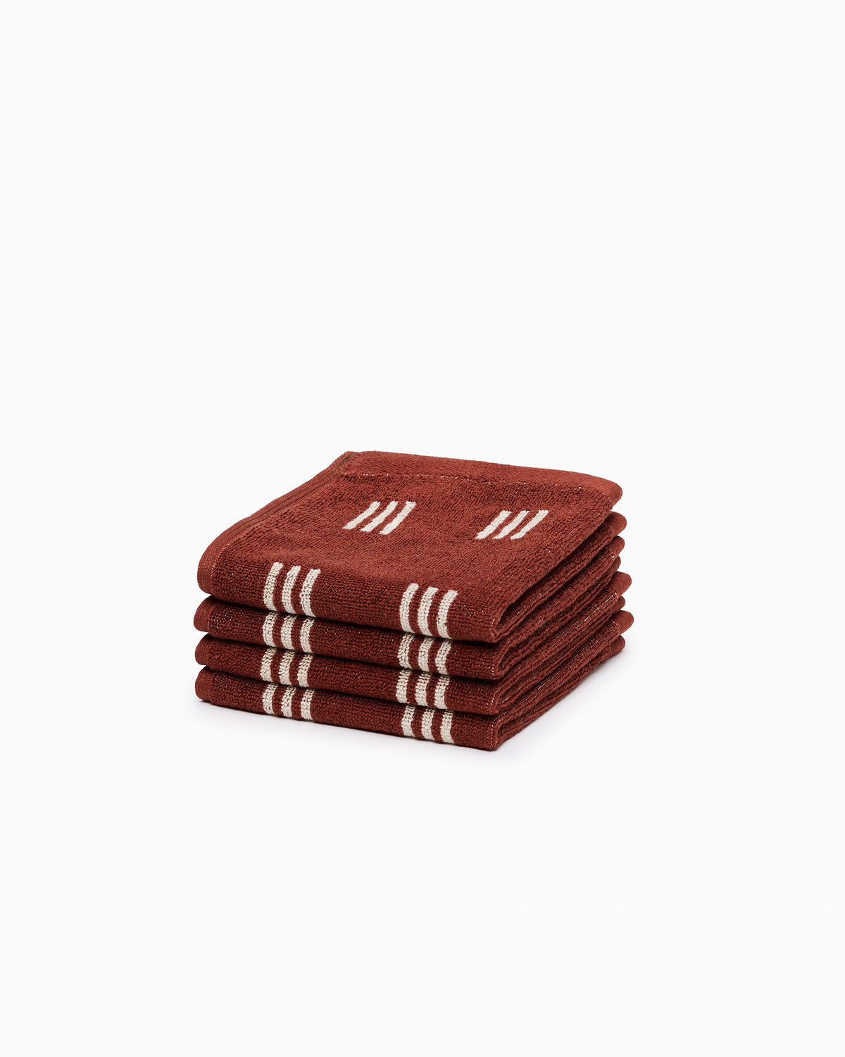 Selene Face Cloth Set of Four - Mudbrick & Crème