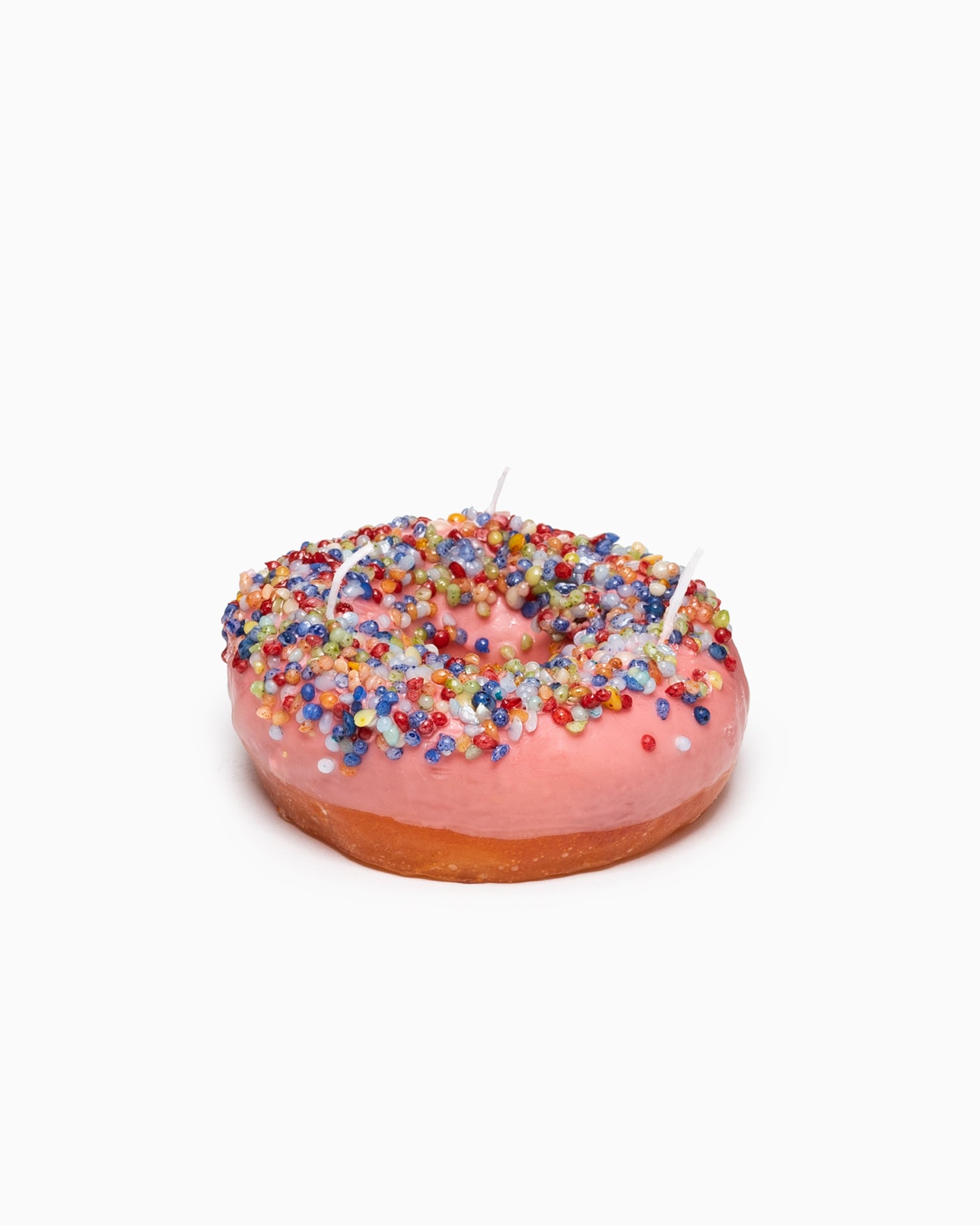 Donut Candle - Pink Glazed with Rainbow Sprinkles