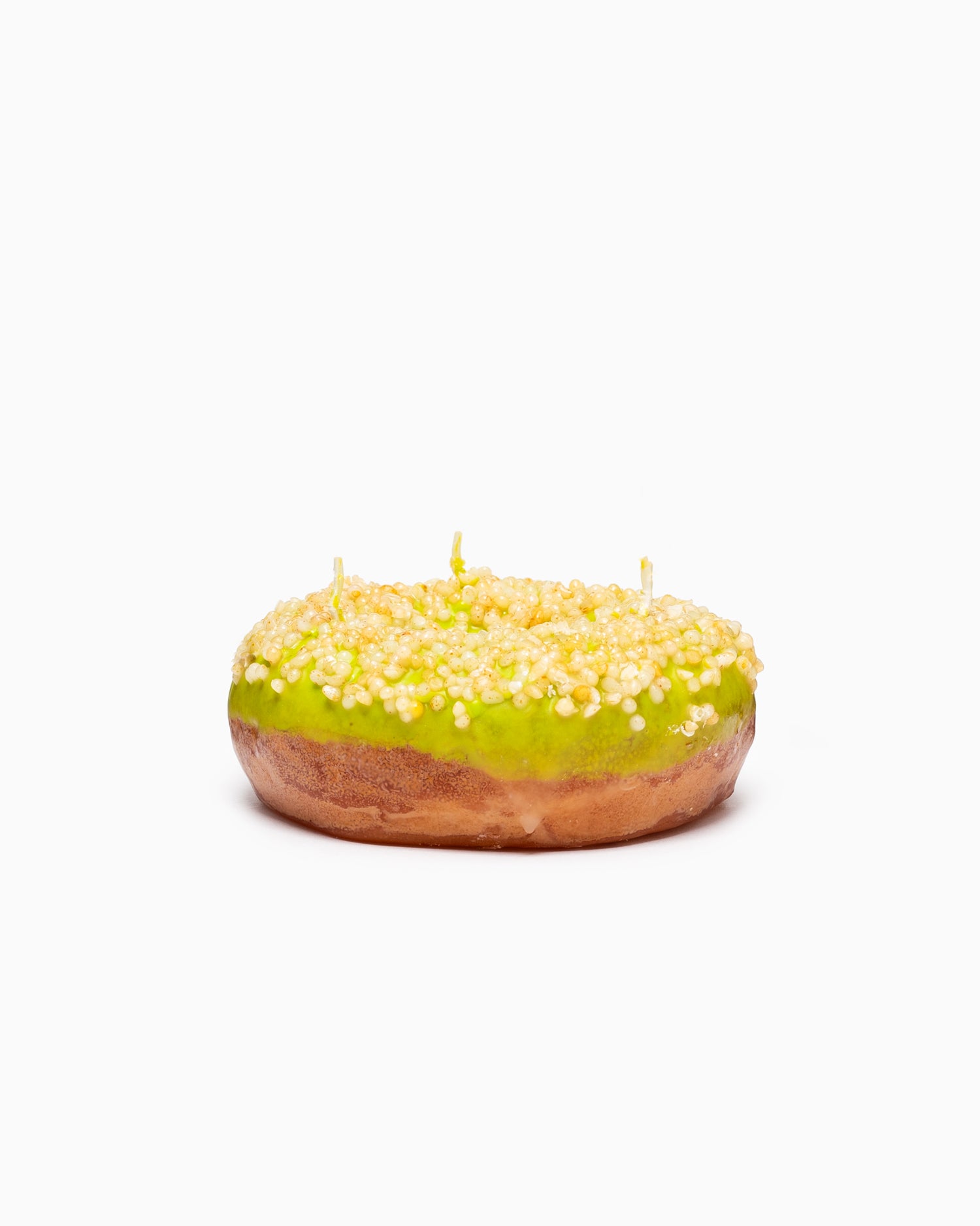 Donut Candle - Pistachio Glazed with Yellow Sprinkles