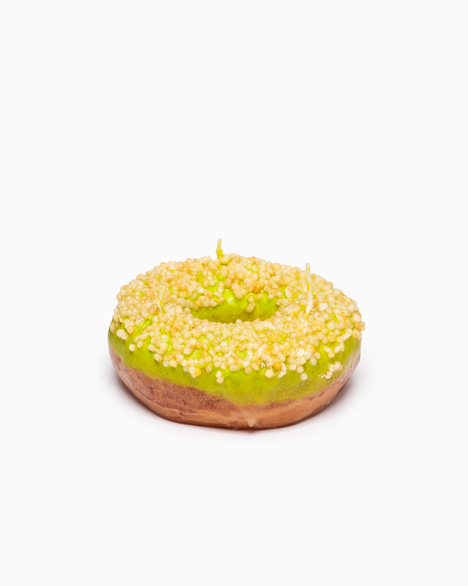 Donut Candle - Pistachio Glazed with Yellow Sprinkles