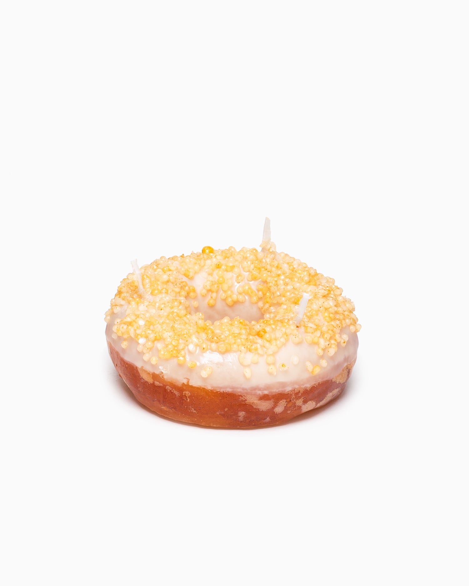 Donut Candle - Vanilla Glazed with Yellow Sprinkles