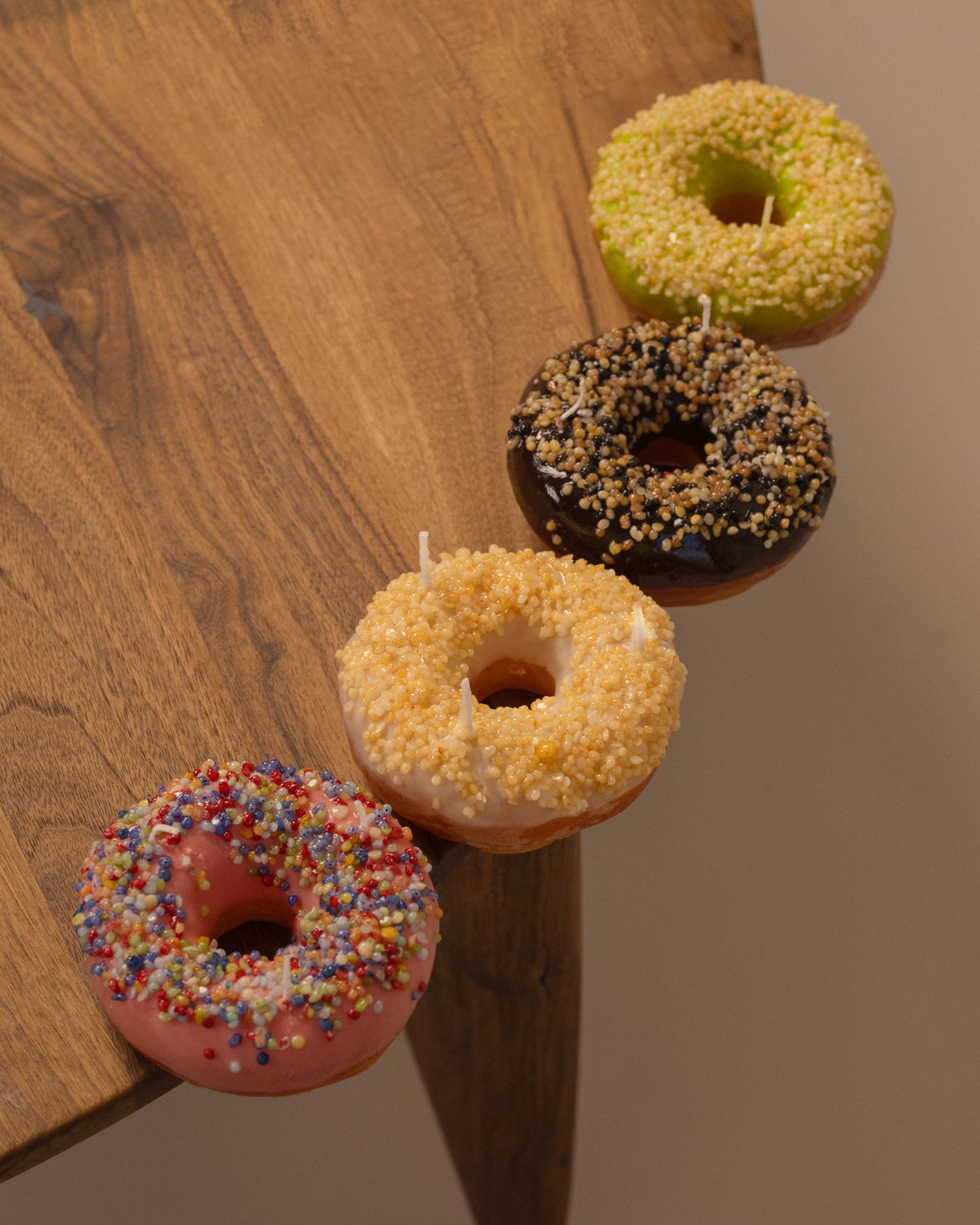 Donut Candle - Pink Glazed with Rainbow Sprinkles