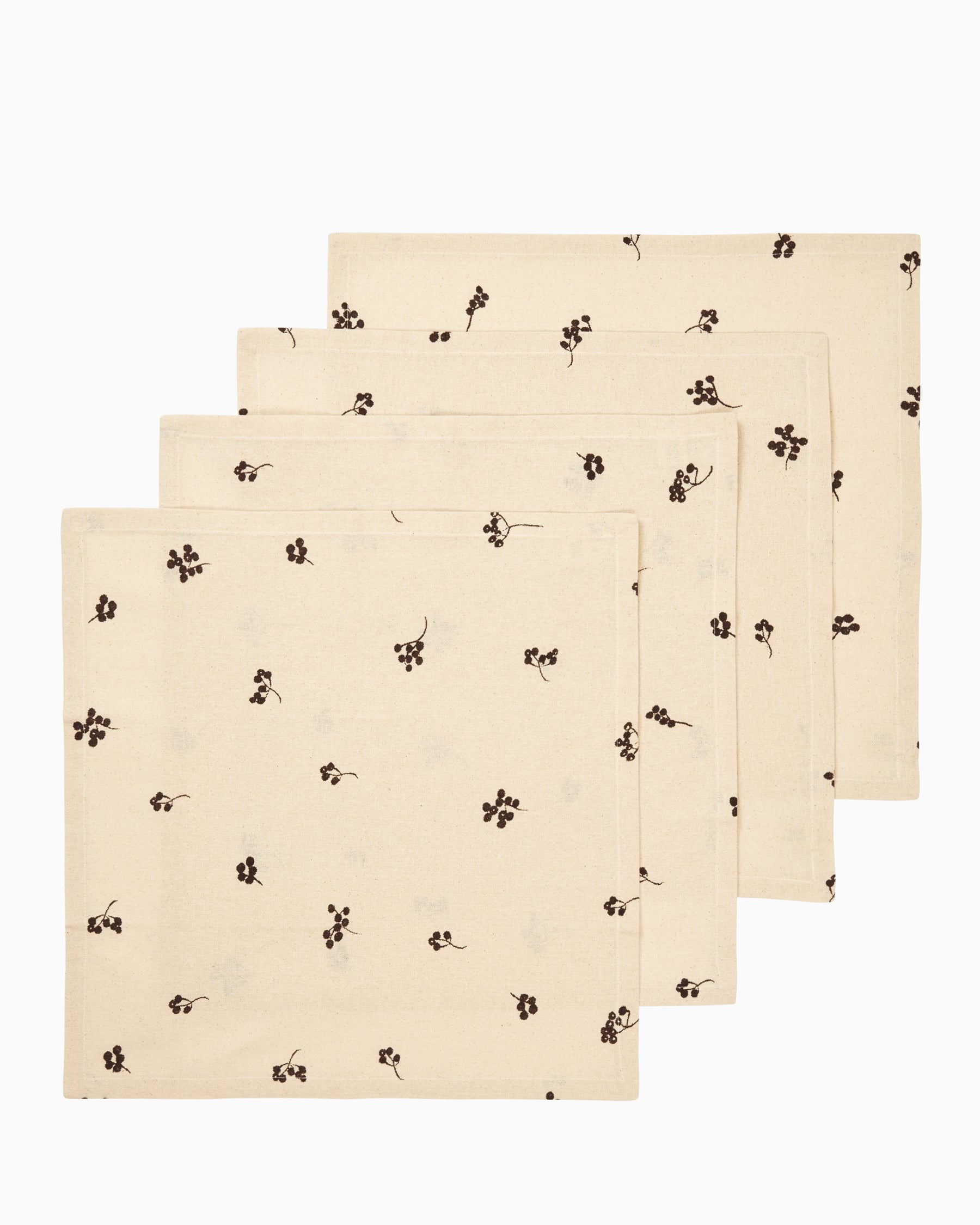 Baies Napkins Set of 4 - Natural/Dark Chocolate