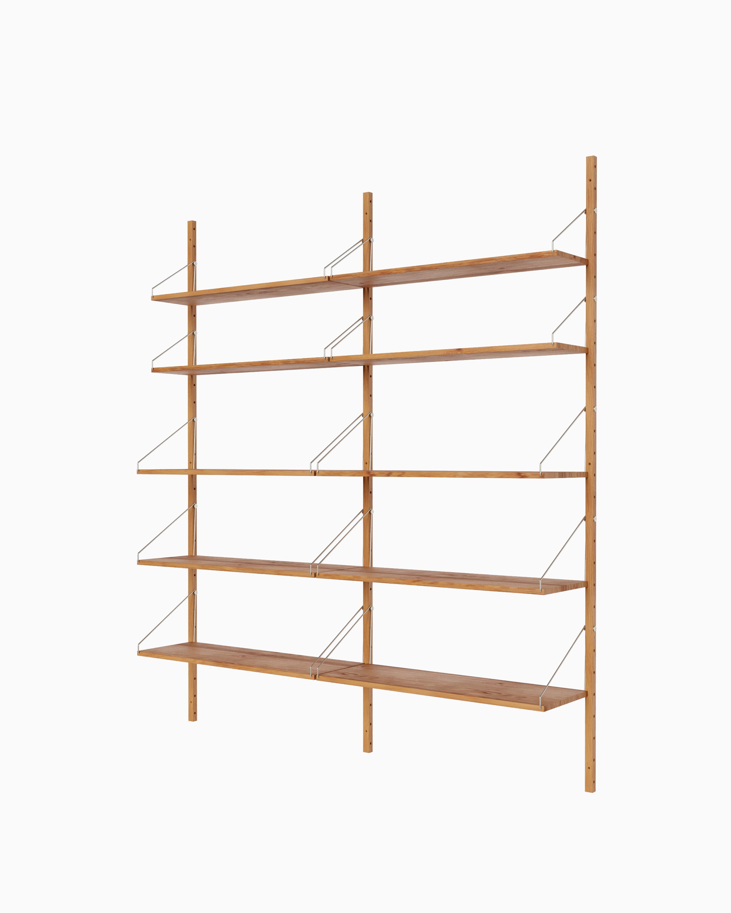 Shelf Library Double Section - Natural Oak H185xW80