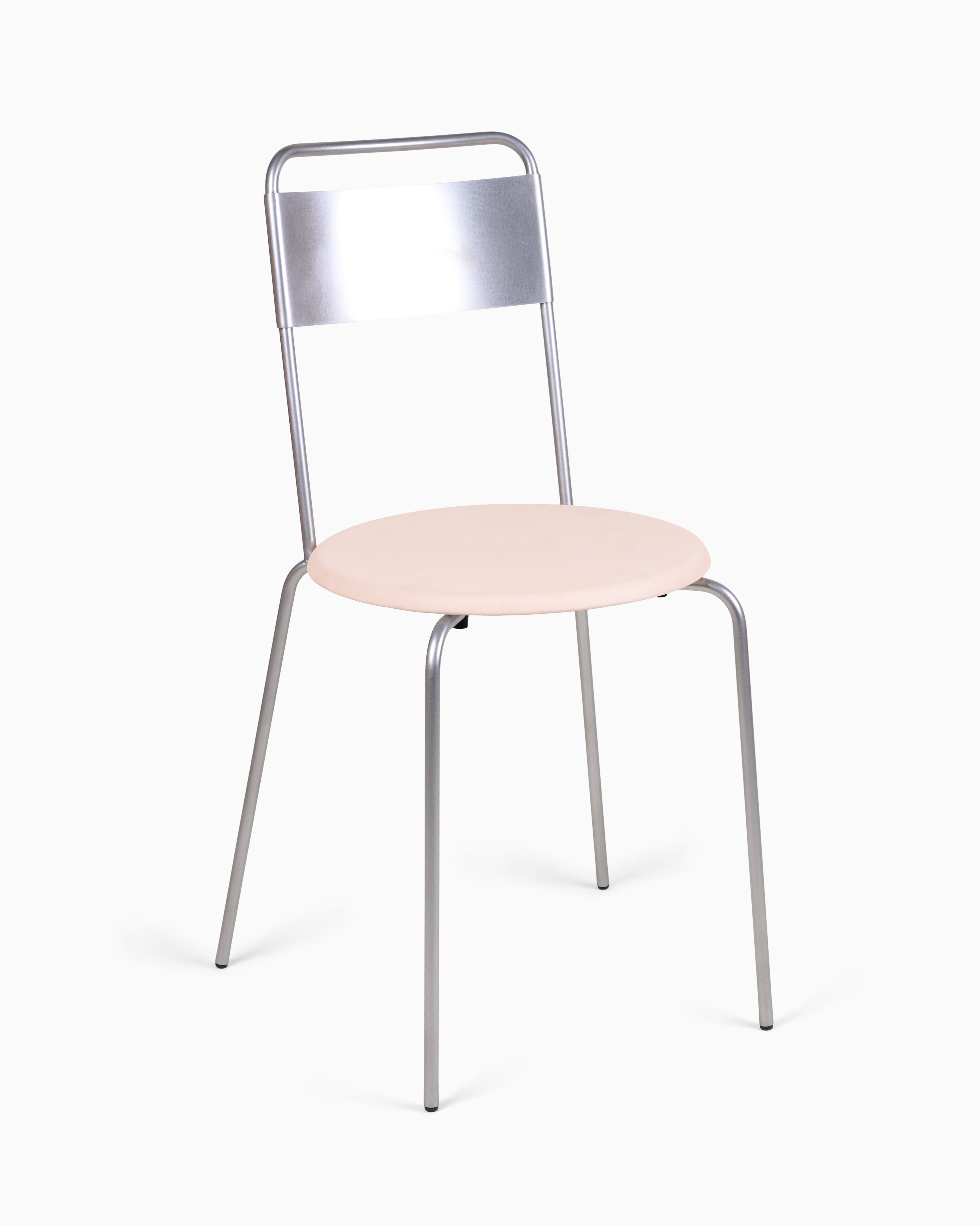 PETIT ROND CHAIR - Stainless Steel / Leather