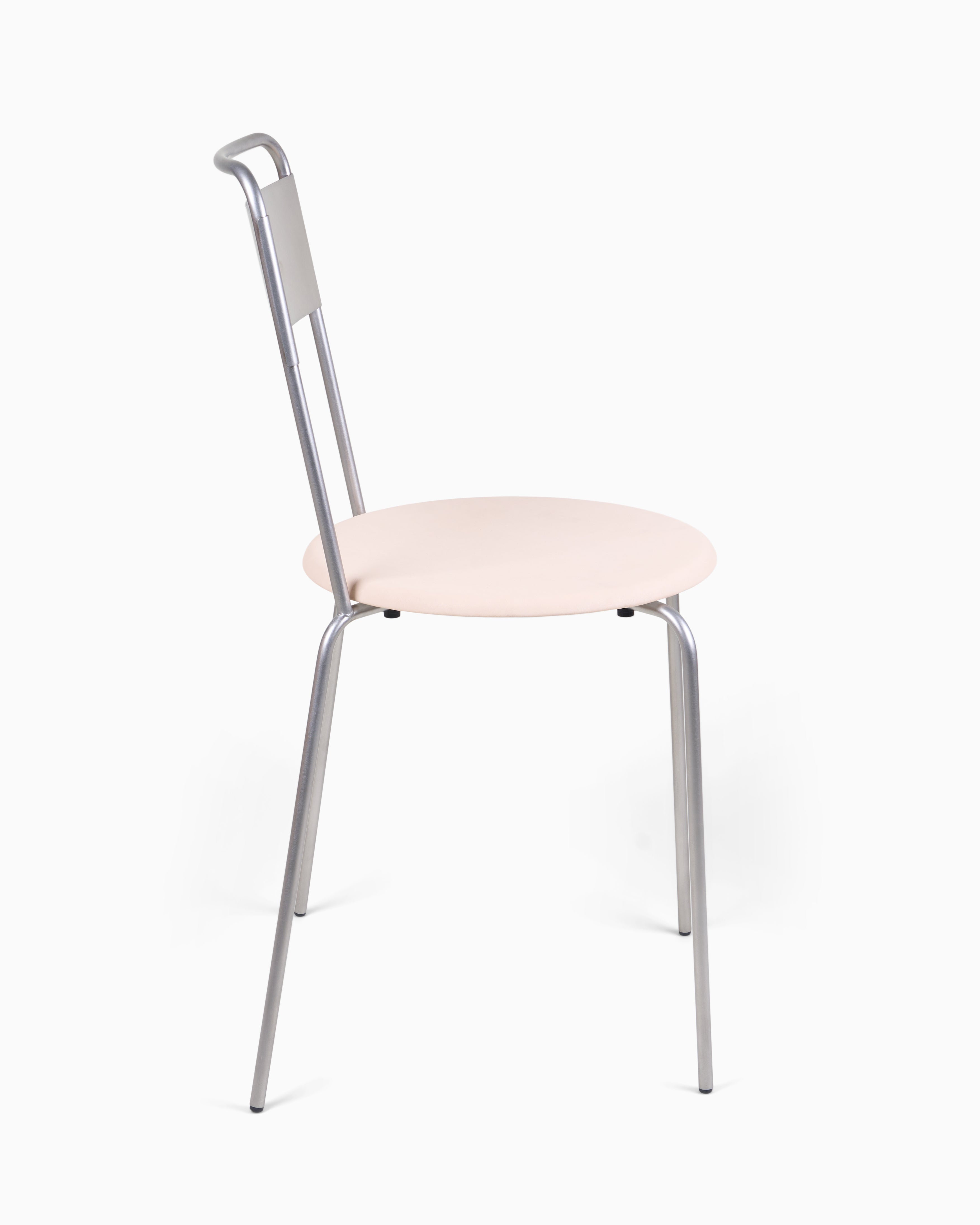 PETIT ROND CHAIR - Stainless Steel / Leather