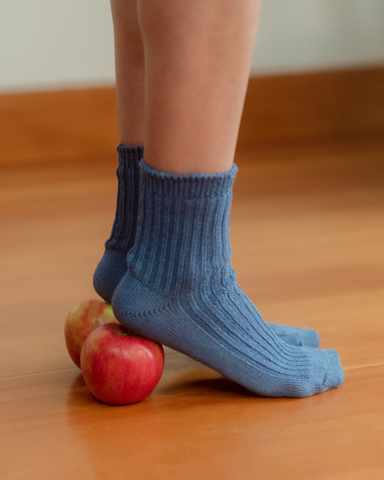 Linen Ribbed Socks - Blue