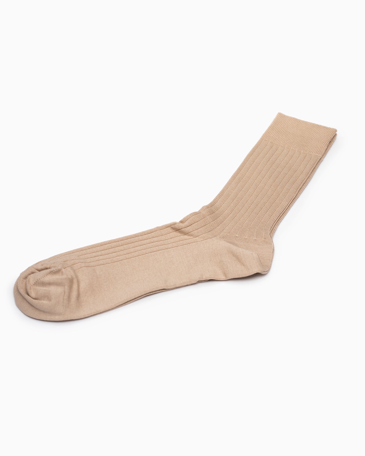 Silk Cotton Ribbed Socks - Beige