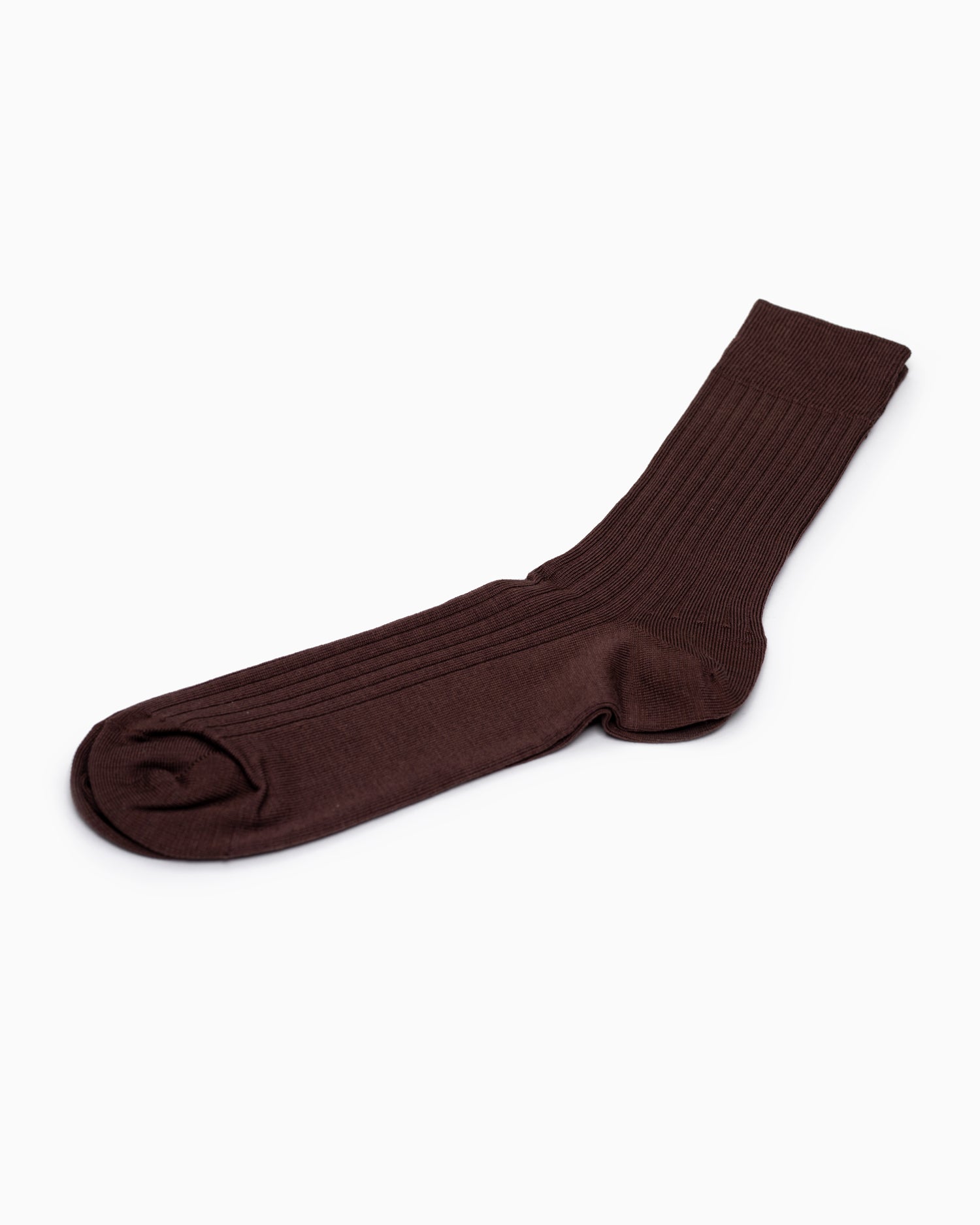 Silk Cotton Ribbed Socks - Brown