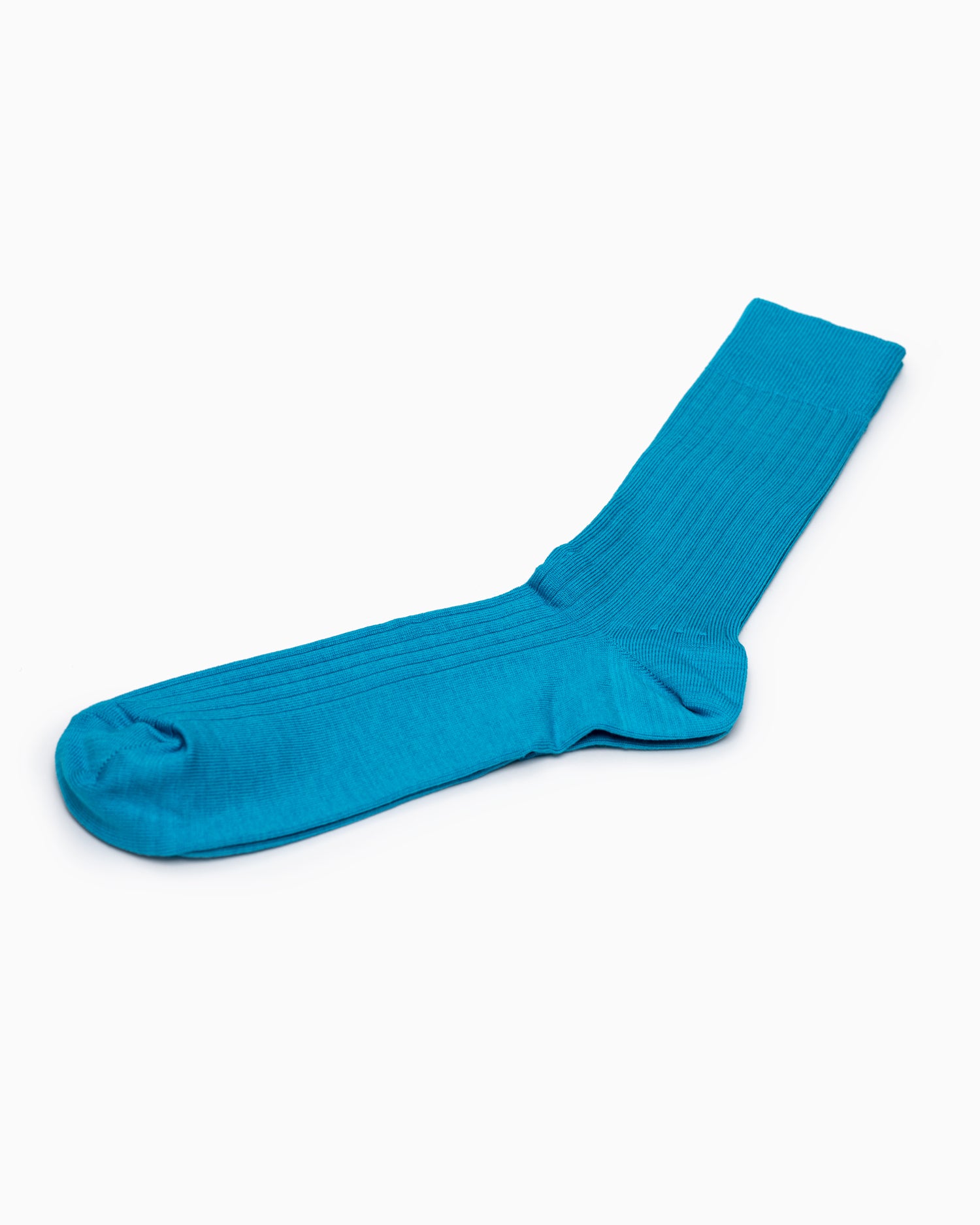 Silk Cotton Ribbed Socks - Sky Blue