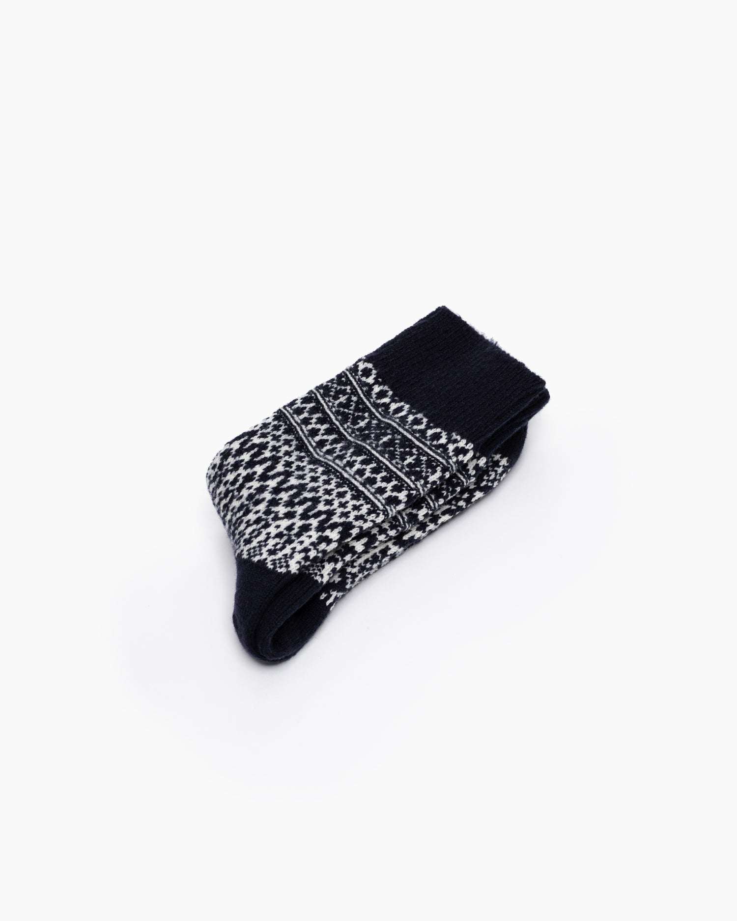 Wool Jacquard Socks - Berlin Blue