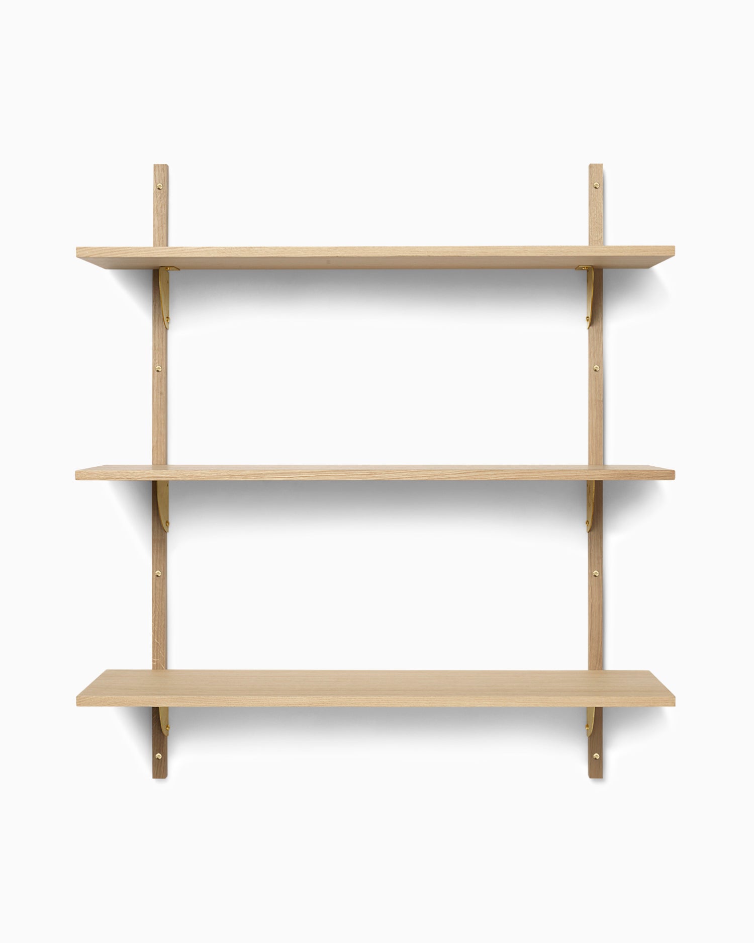 Sector Shelf Triple Wide - Oak/Brass