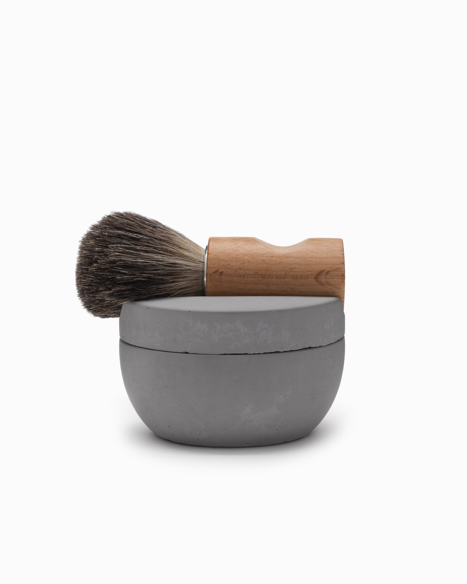 Concrete Shaving Bowl w/Soap & Brush - Iris Hantverk