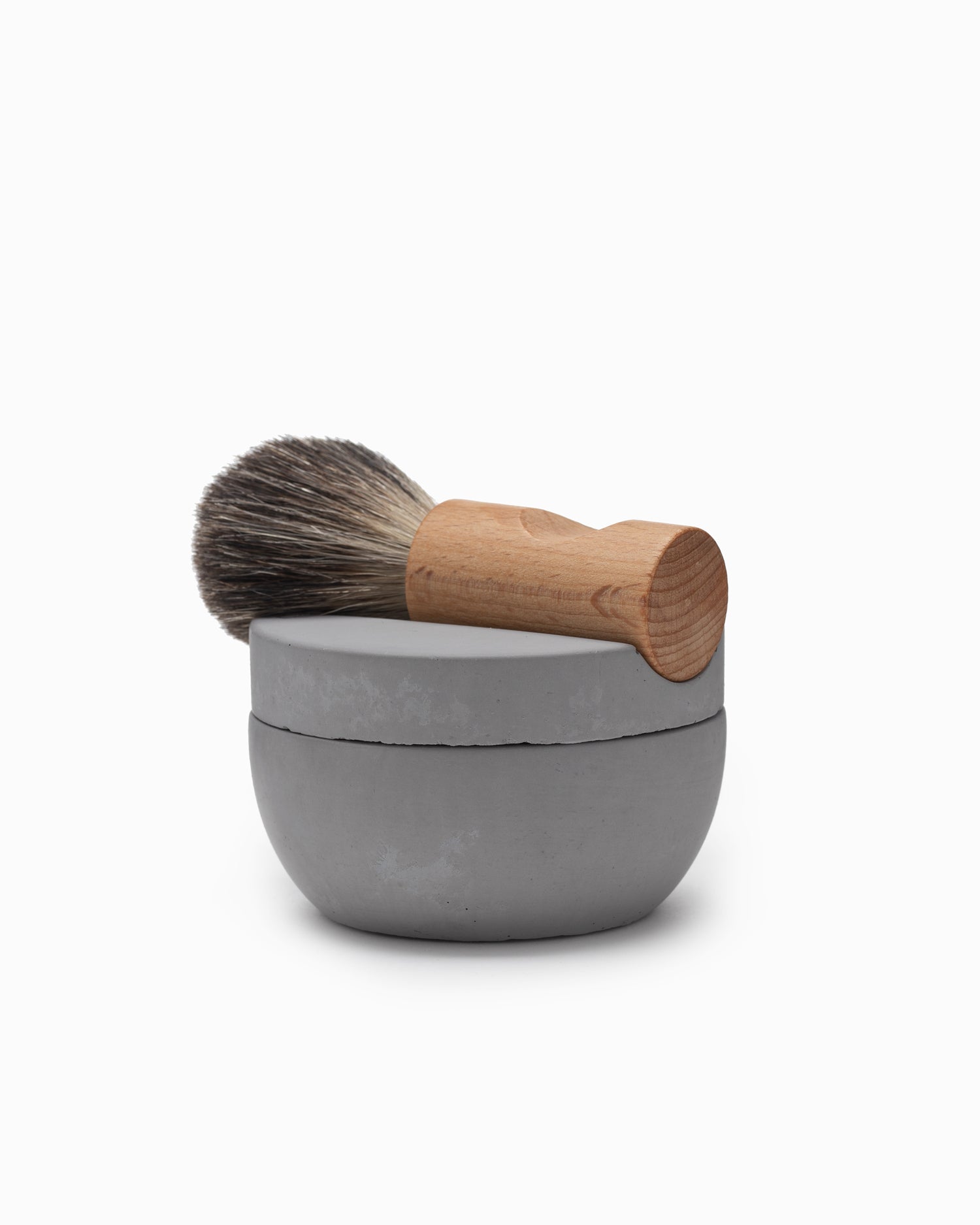 Concrete Shaving Bowl w/Soap & Brush - Iris Hantverk