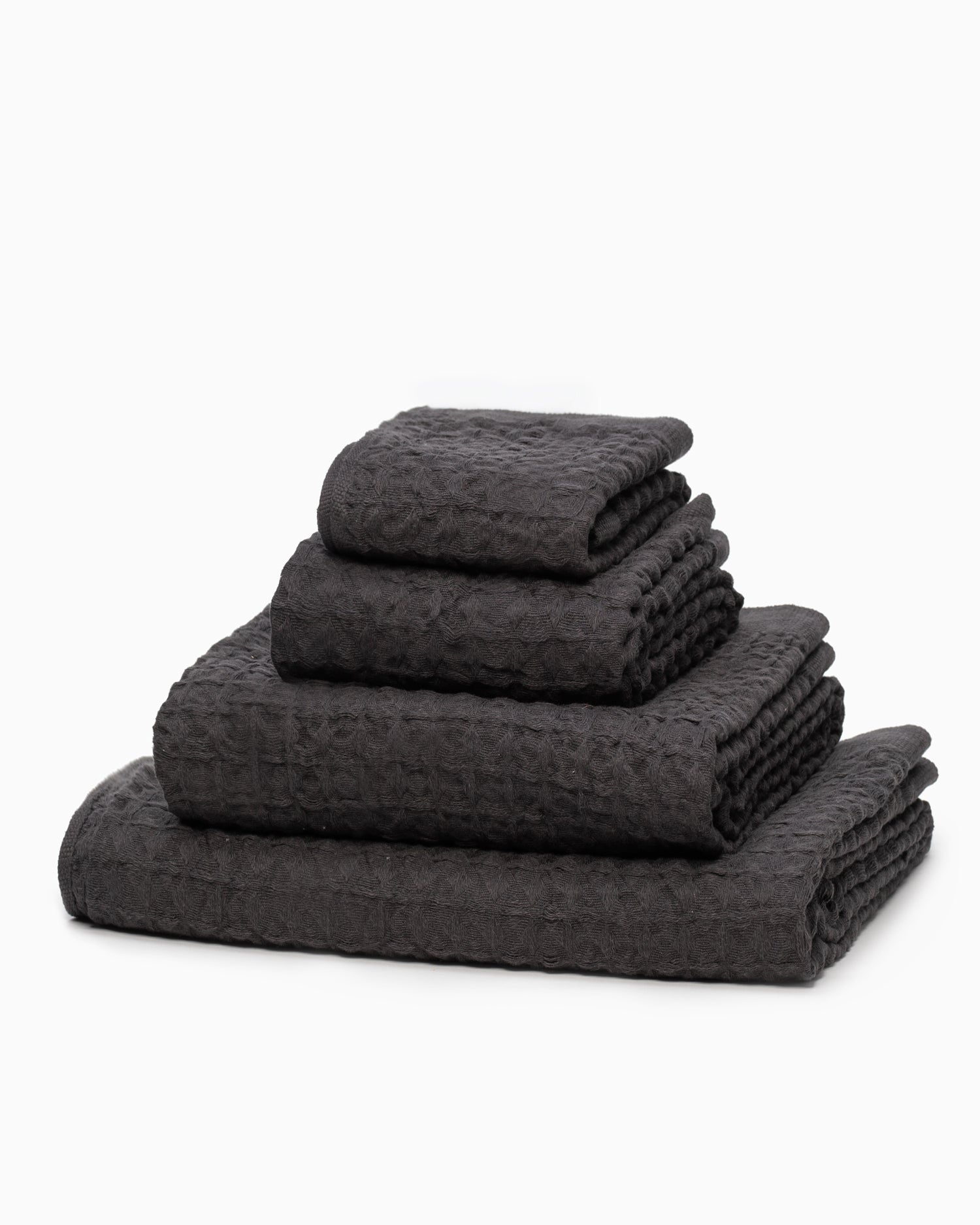 Lattice Linen Compact Bath Towel - Charcoal