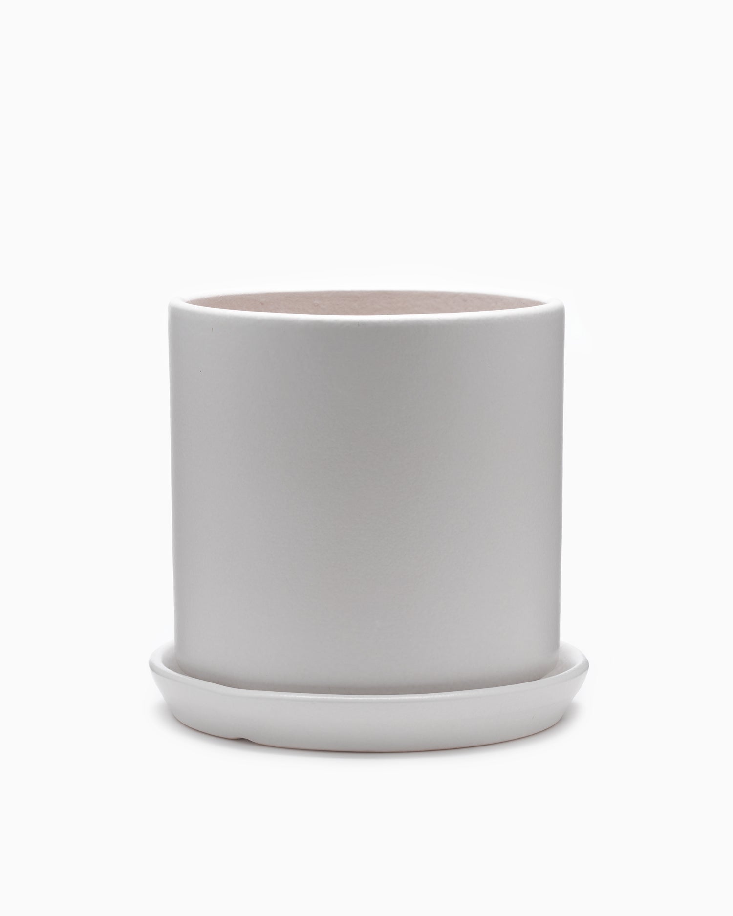 Large Matte White Cylinder Pot